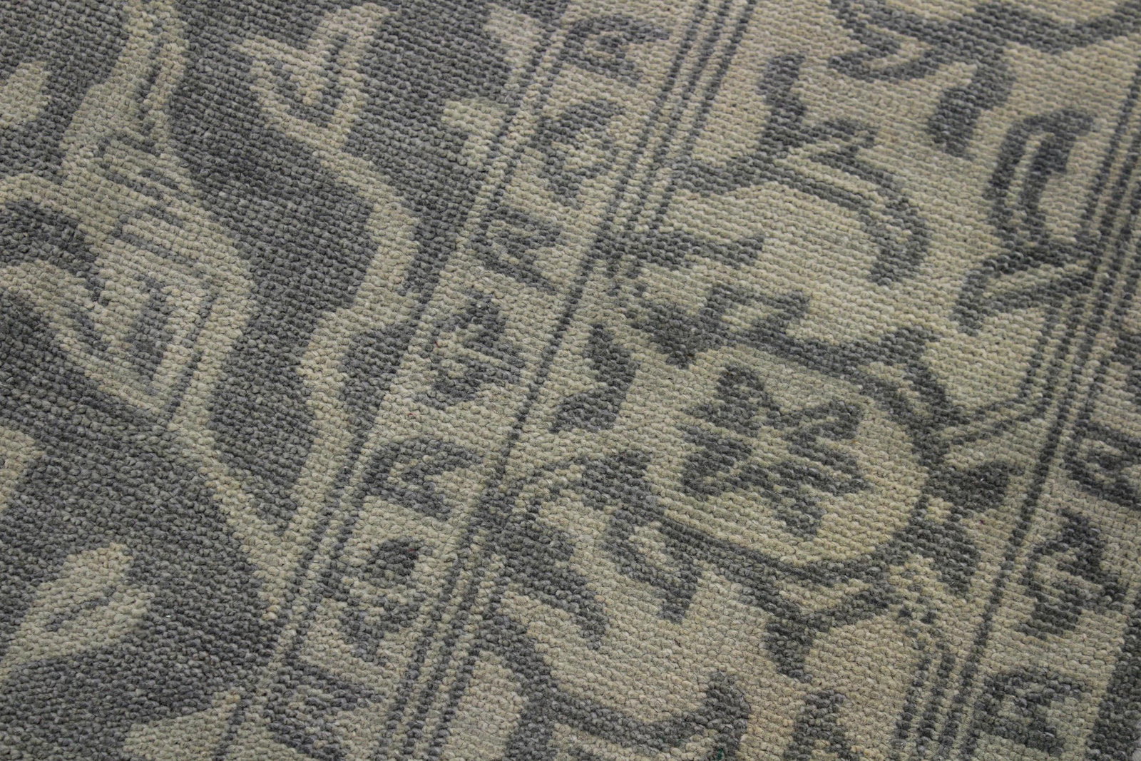 Vintage Inspired Gray/Green Hand Knotted Wool Rug - 8'5'' X 11'4'' - 5