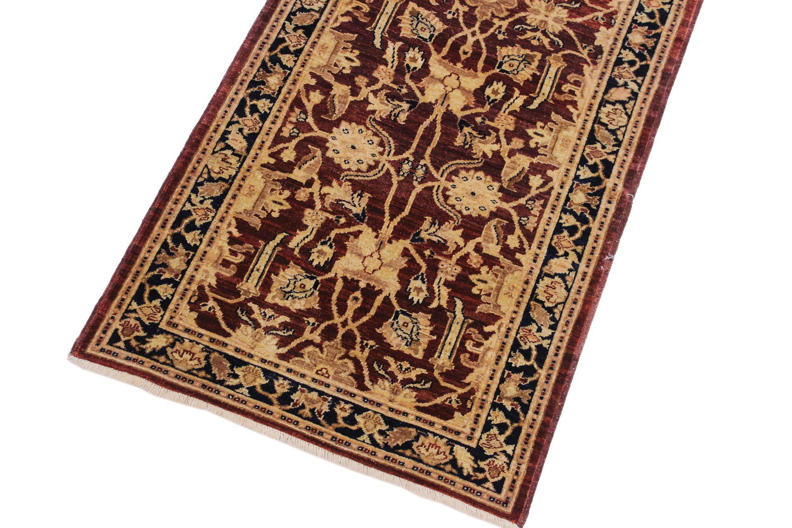 Ziegler 1990's Dark Red/Blue Wool Runner Rug- 3'1'' X 11'10'' - 4