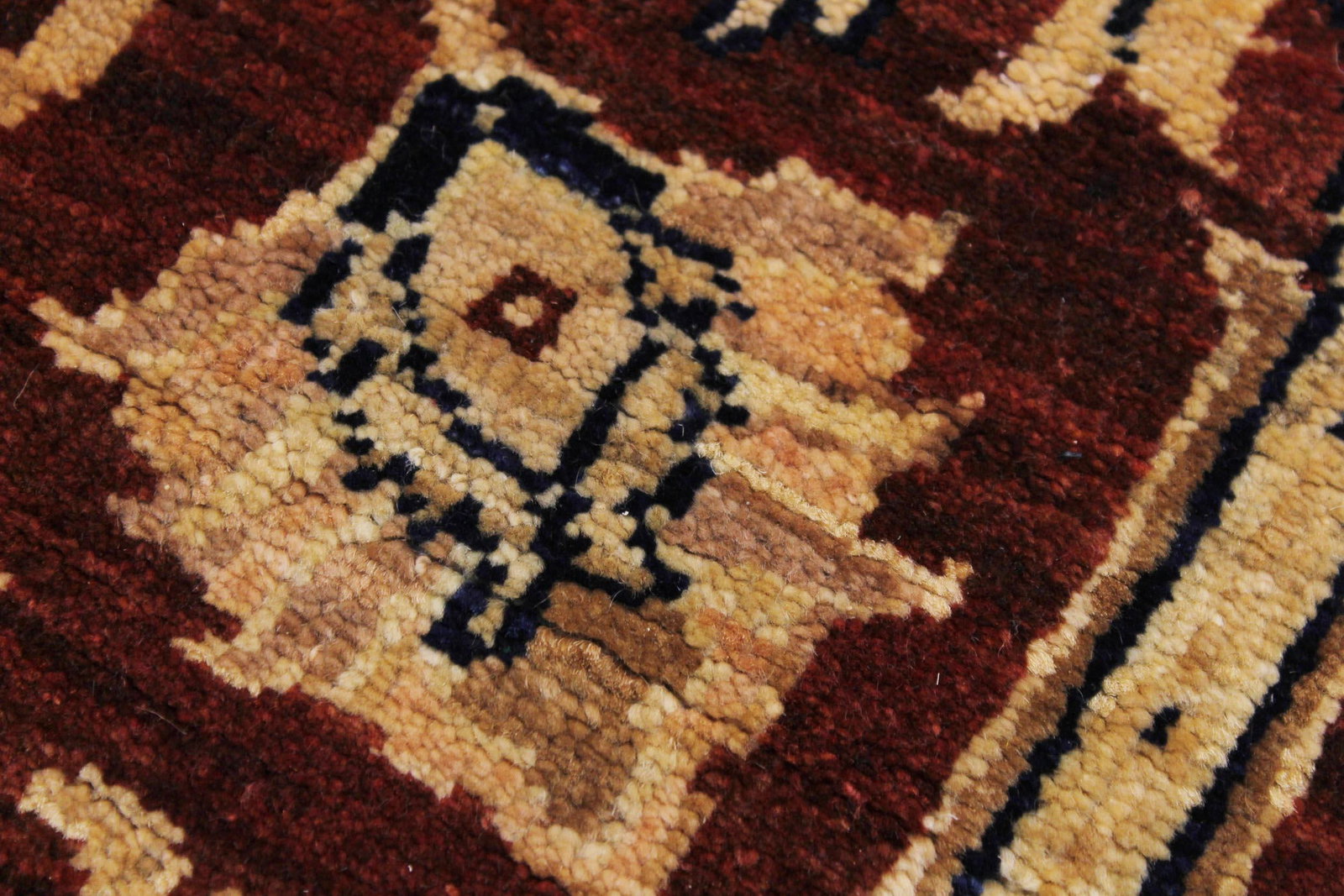Ziegler 1990's Dark Red/Blue Wool Runner Rug- 3'1'' X 11'10'' - 5