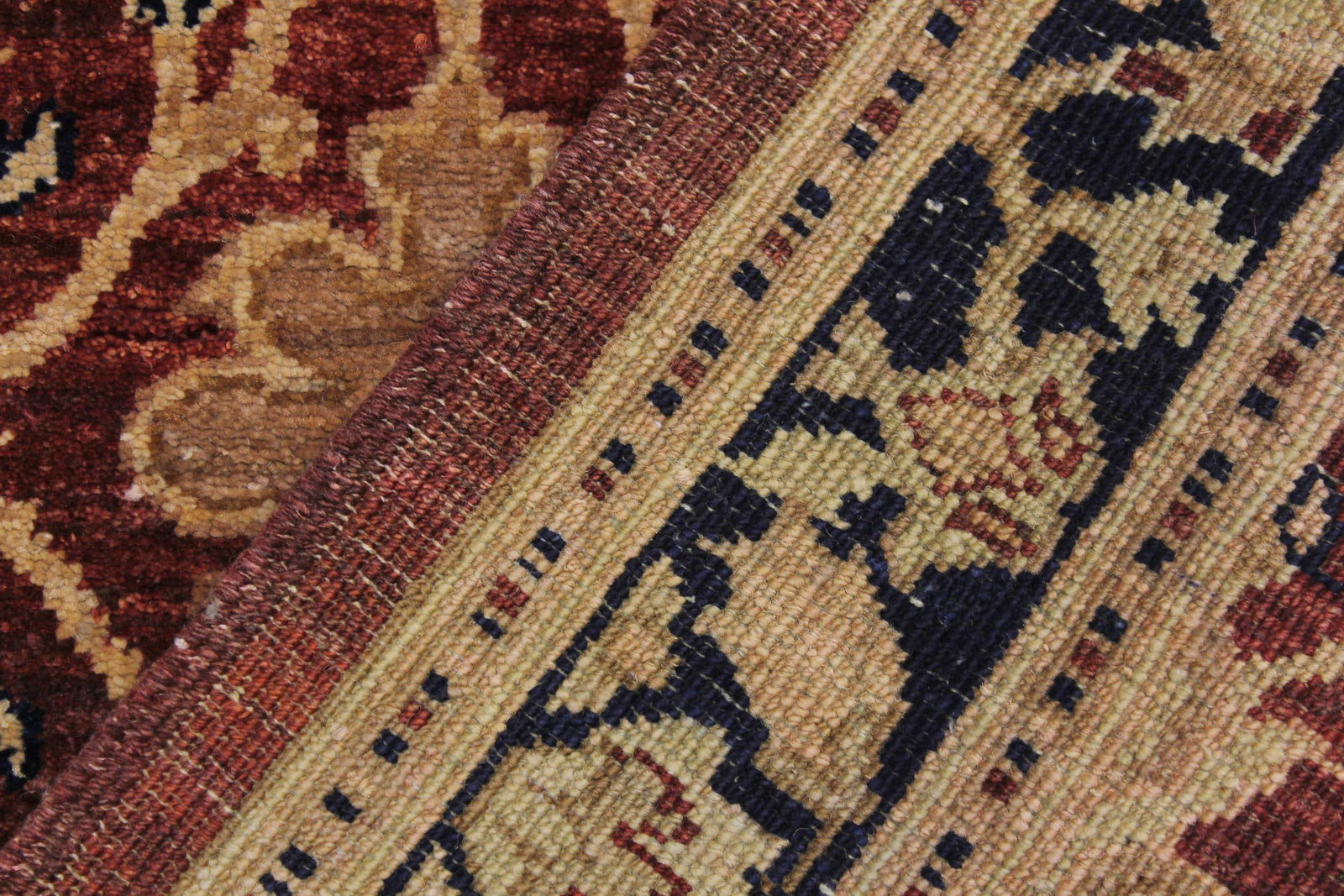 Ziegler 1990's Dark Red/Blue Wool Runner Rug- 3'1'' X 11'10'' - 8
