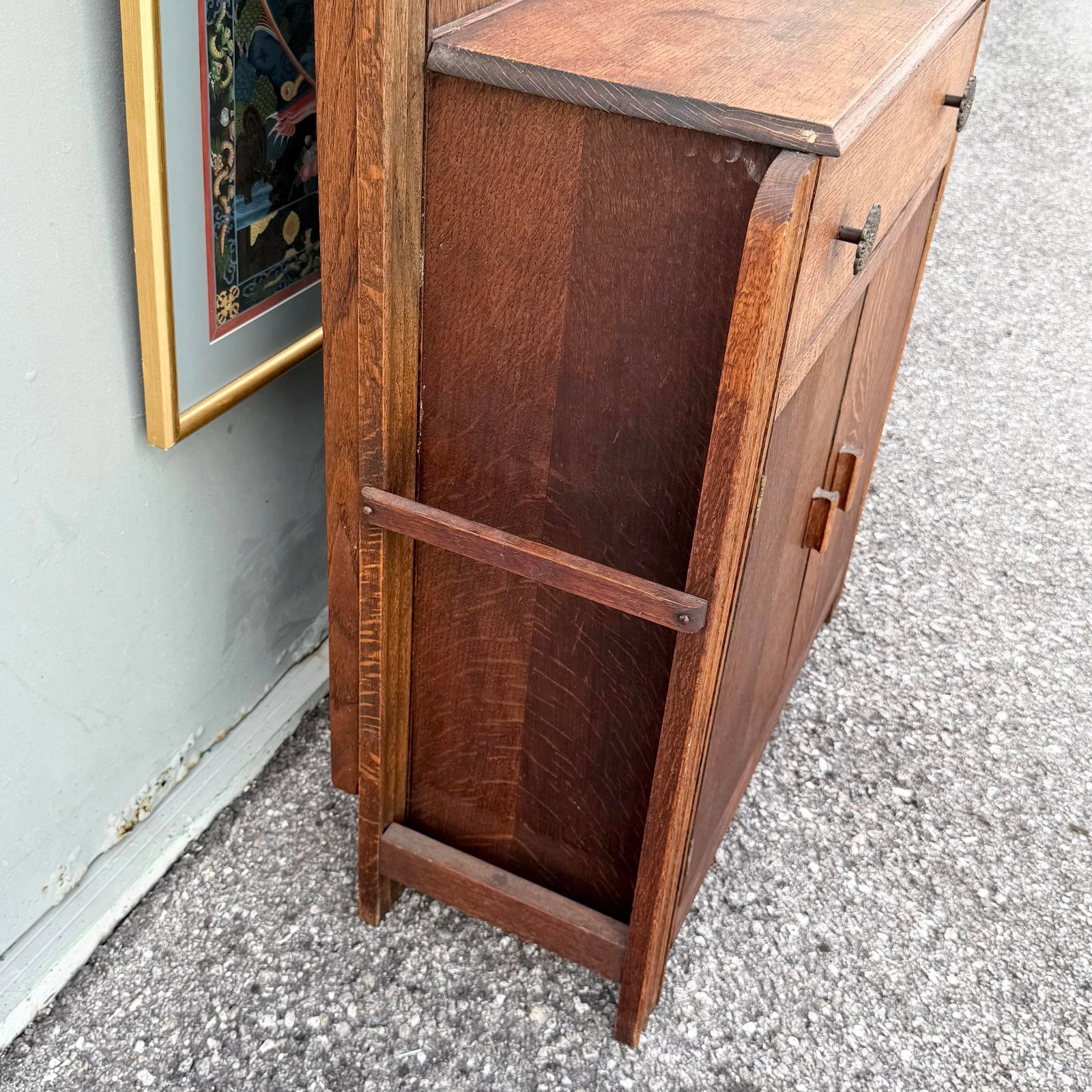 Antique Tiger Oak Hall Tree - 8