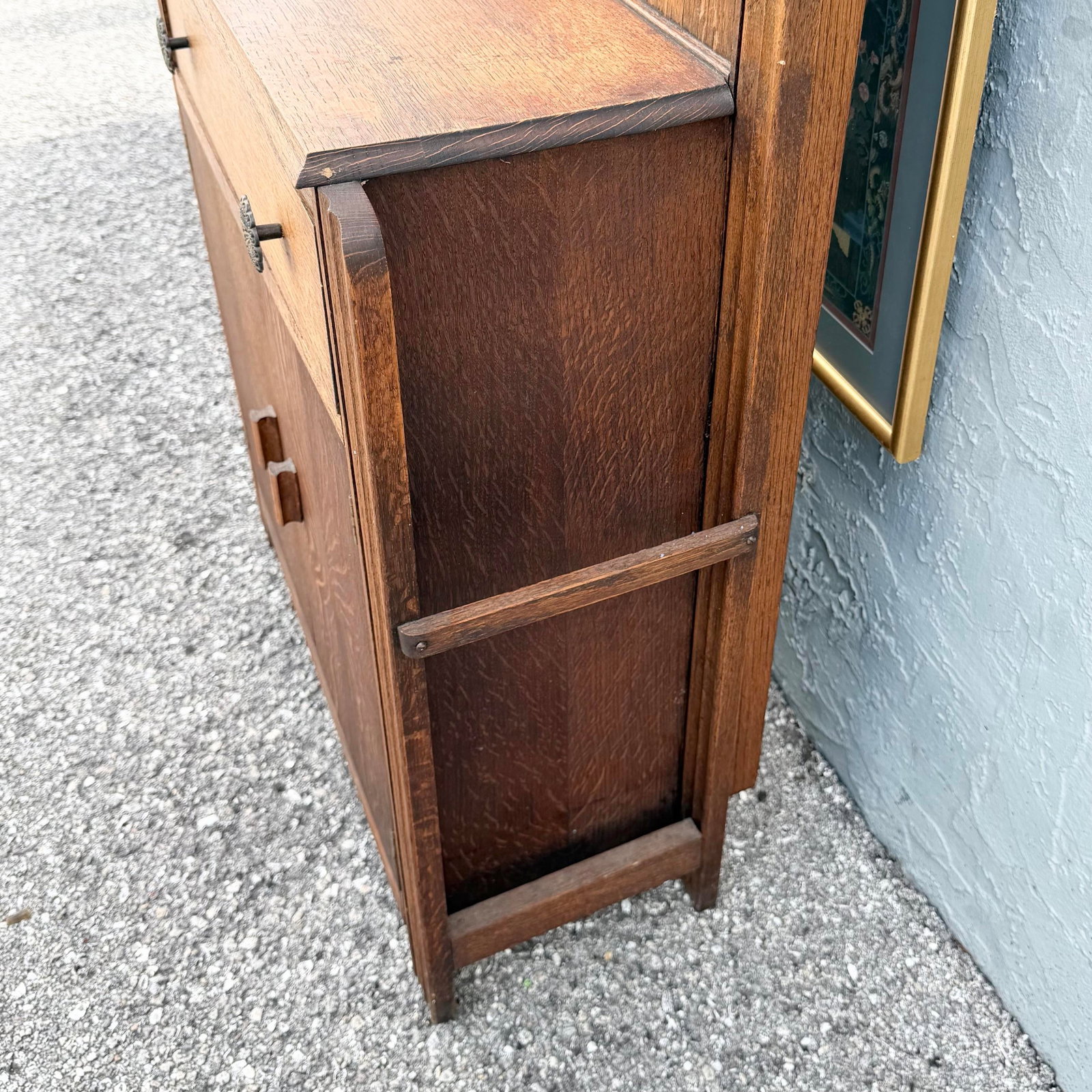 Antique Tiger Oak Hall Tree - 9