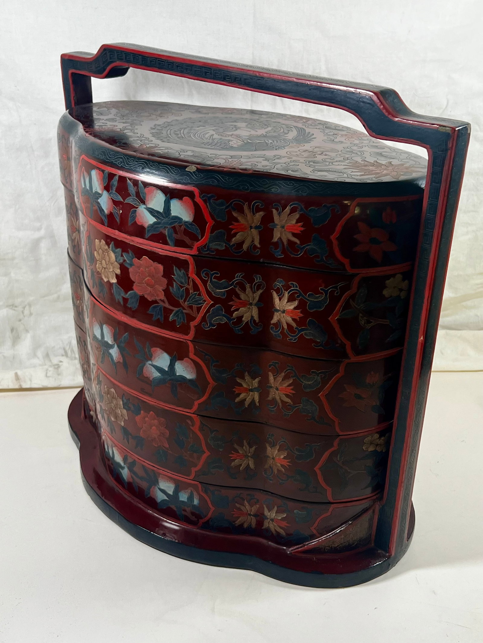 Antique Chinese 5-Tier Stacking Wedding Box - 11
