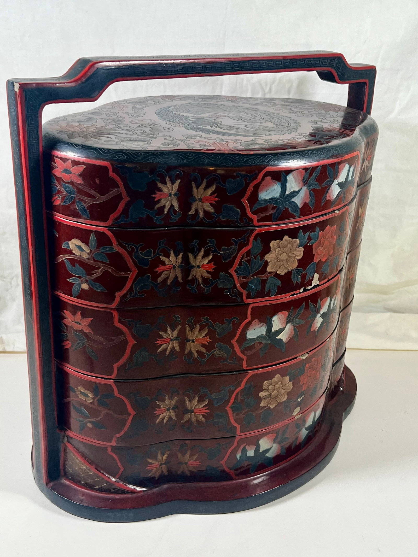 Antique Chinese 5-Tier Stacking Wedding Box - 2