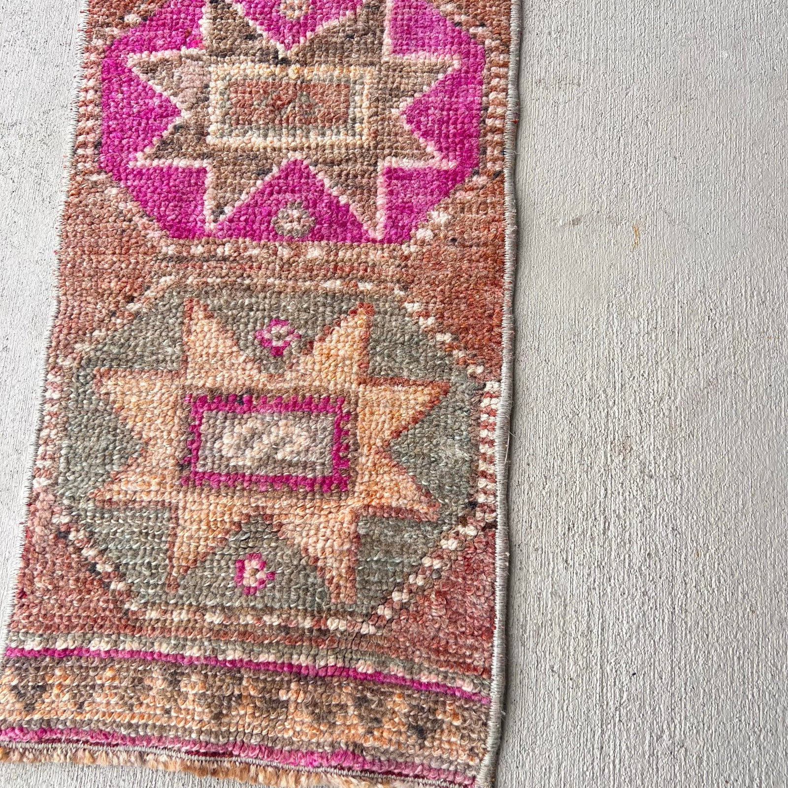 1960s Turkish Miniature Distressed Rug - 1'1x3' - 2