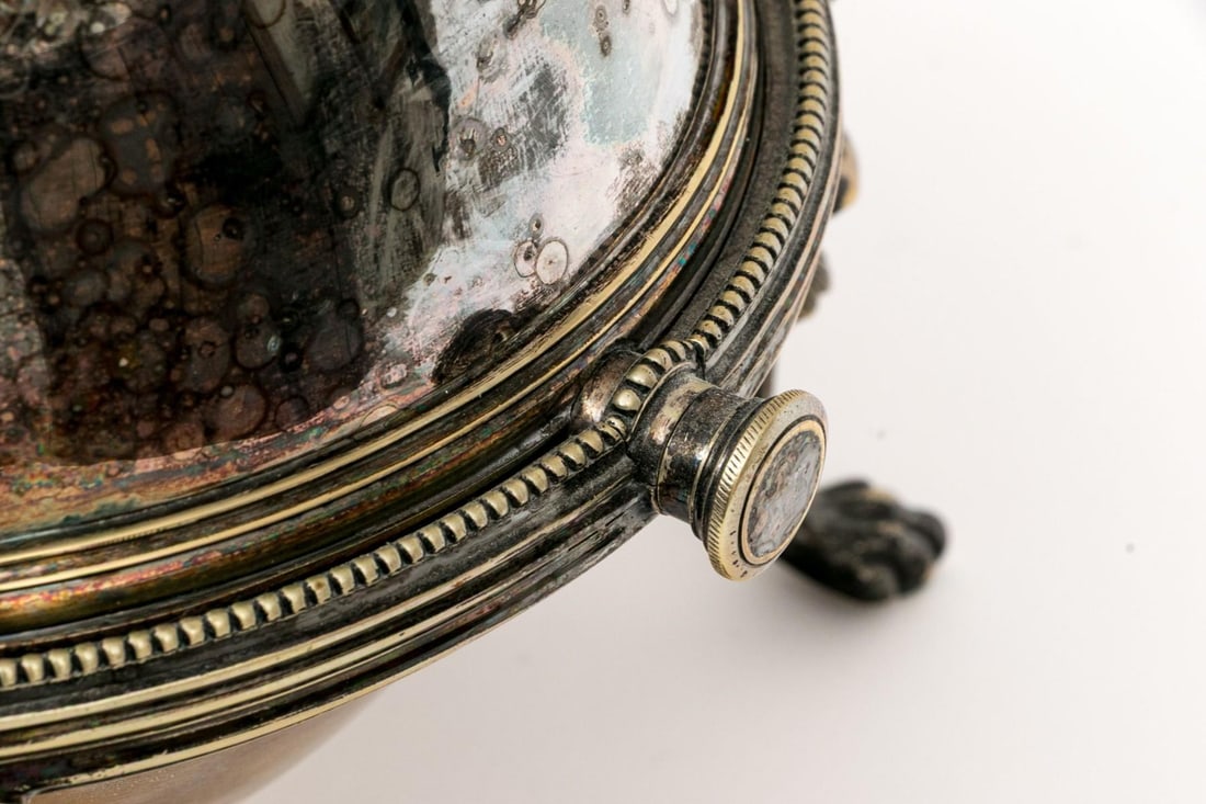 Antique Henry Wilkinson Sheffield Silverplate Bread Warmer Egyptian Revival Sphinx Legs - 9