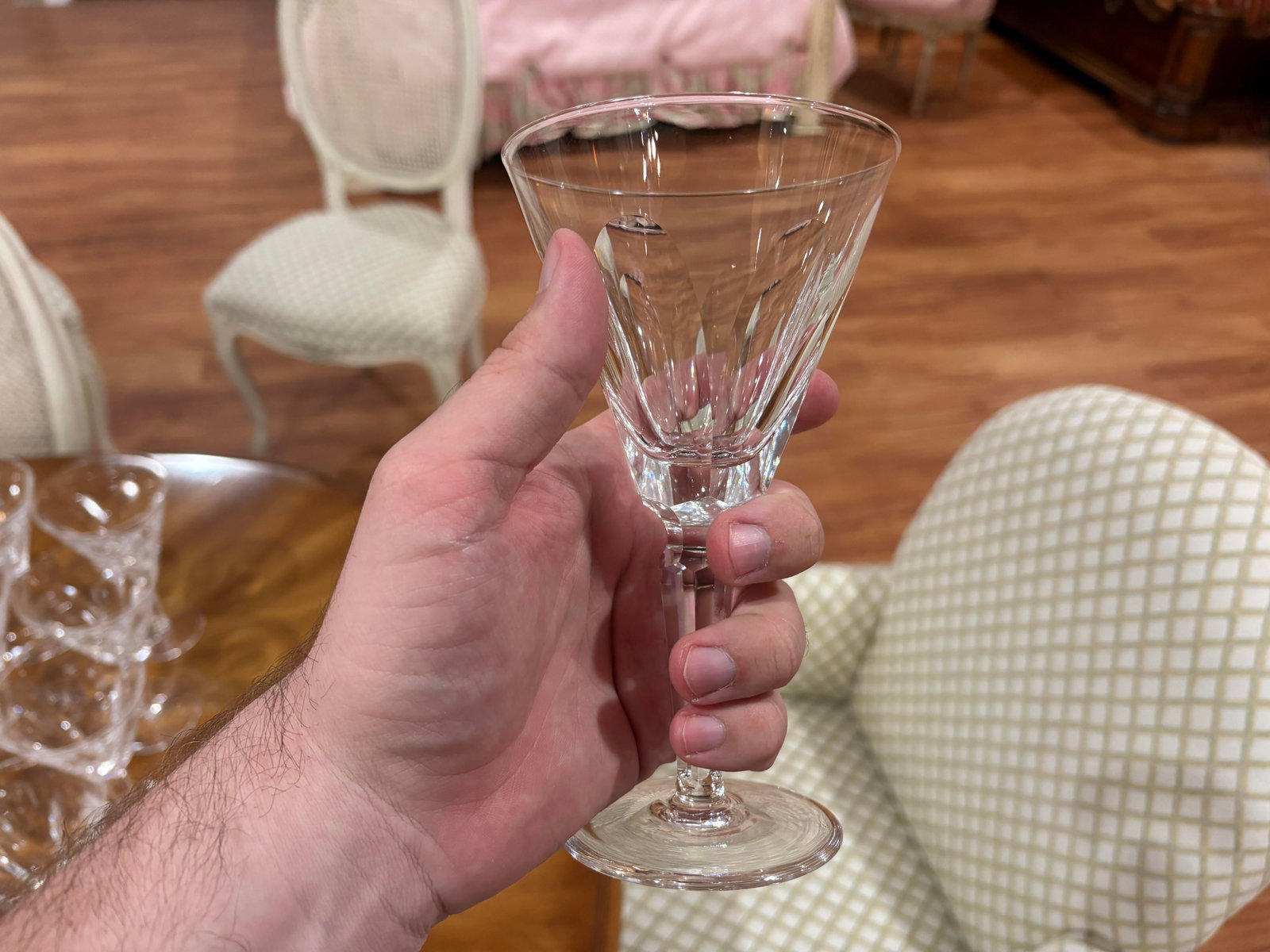 1990s Waterford Ashleigh 7" Claret Wine Glasses - Discontinued Cut Starburst Foot Pattern - Set of 1 - 3