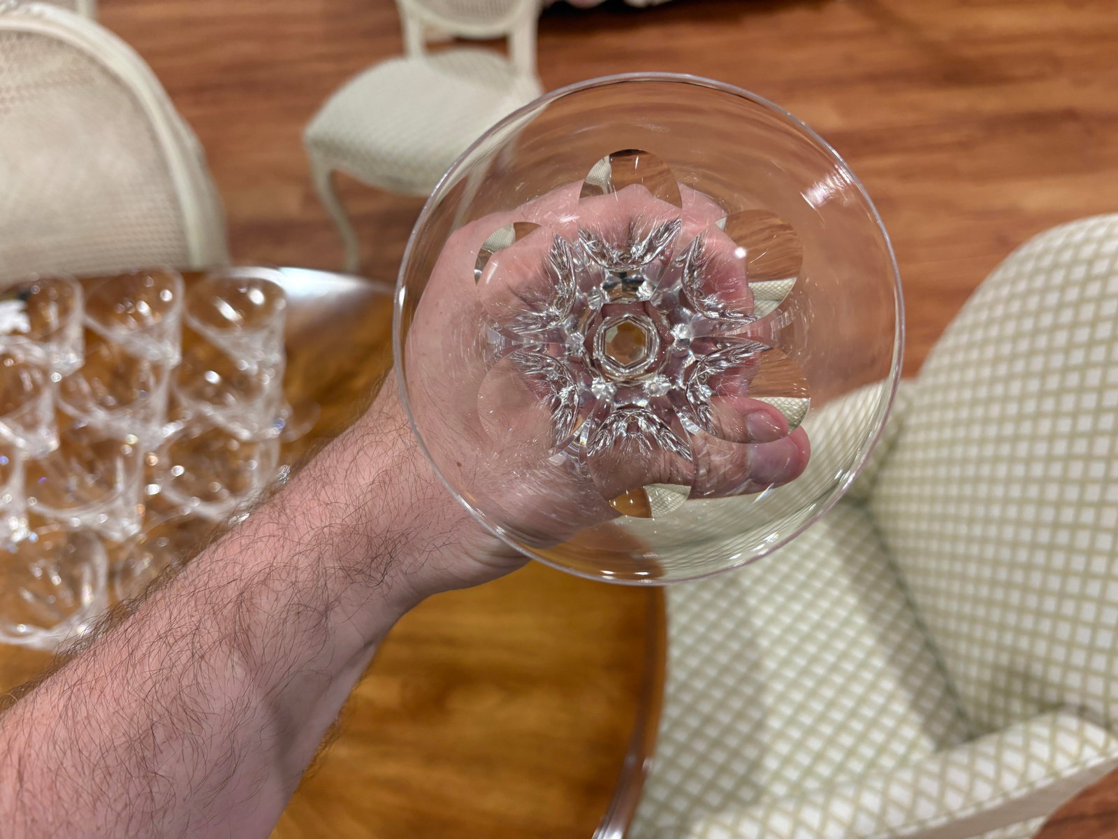 1990s Waterford Ashleigh 7" Claret Wine Glasses - Discontinued Cut Starburst Foot Pattern - Set of 1 - 4
