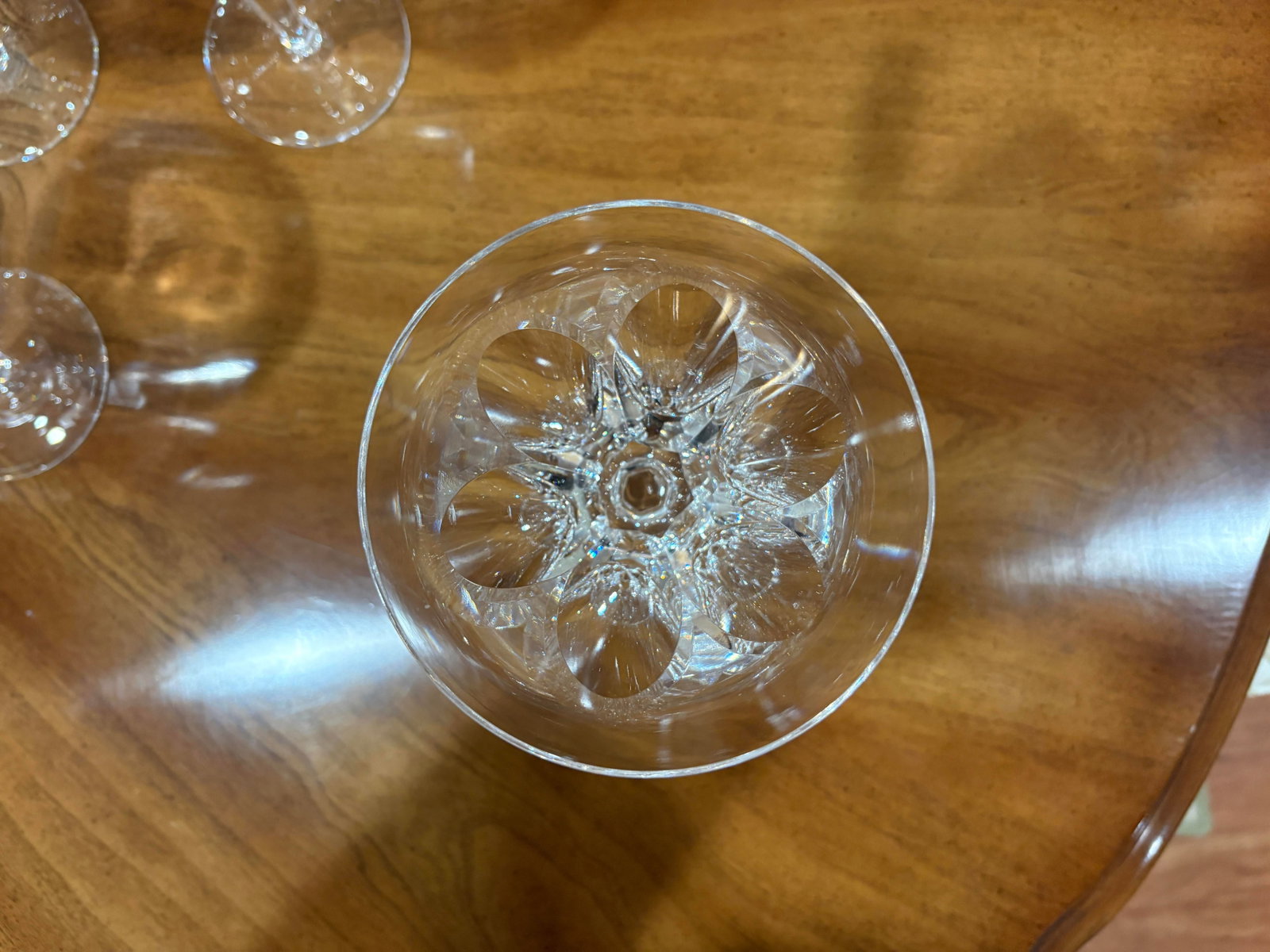 1990s Waterford Ashleigh 7" Claret Wine Glasses - Discontinued Cut Starburst Foot Pattern - Set of 1 - 5