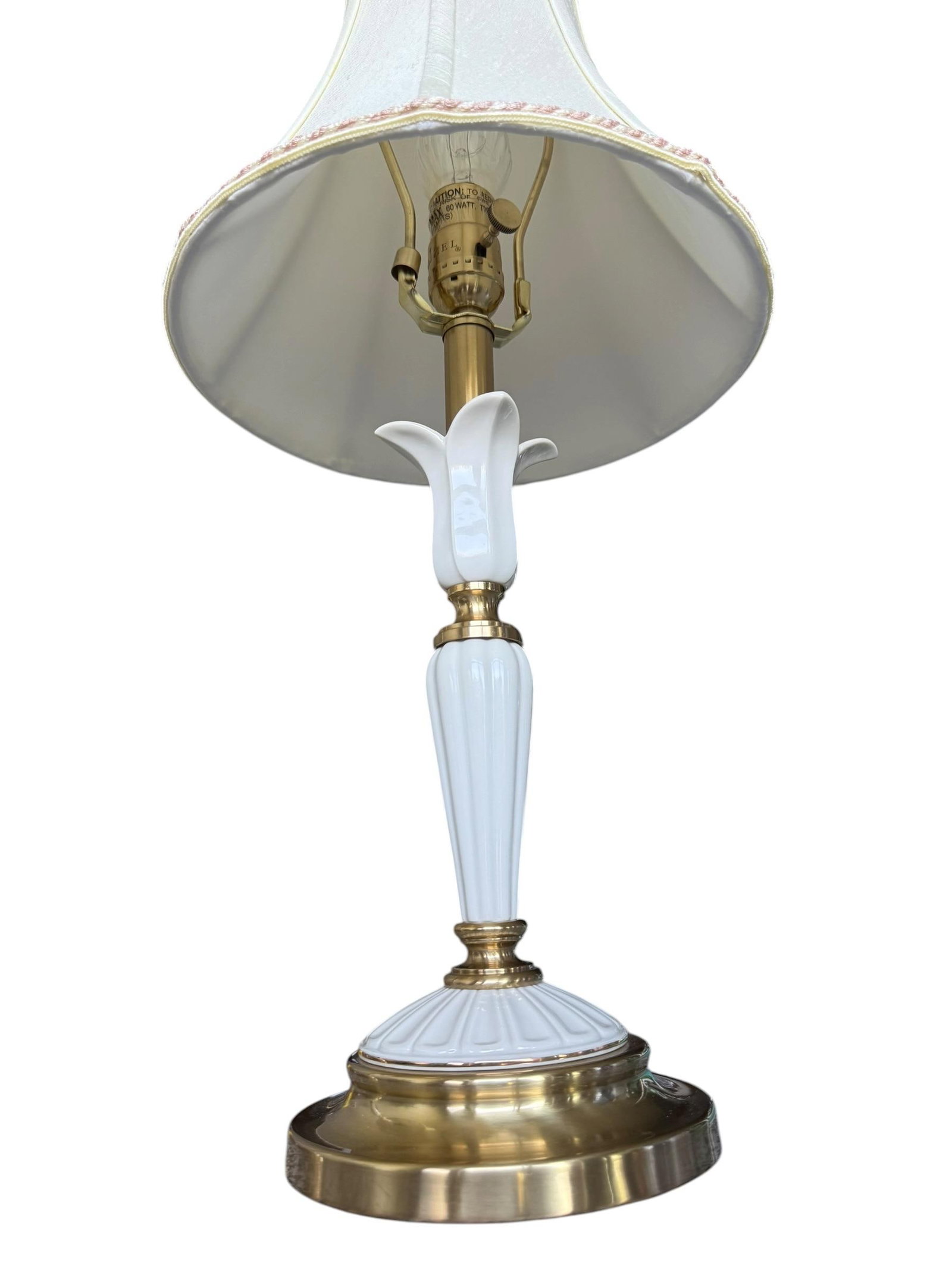 Vintage Lenox Porcelain & Brass Table Lamps - A Pair - 3