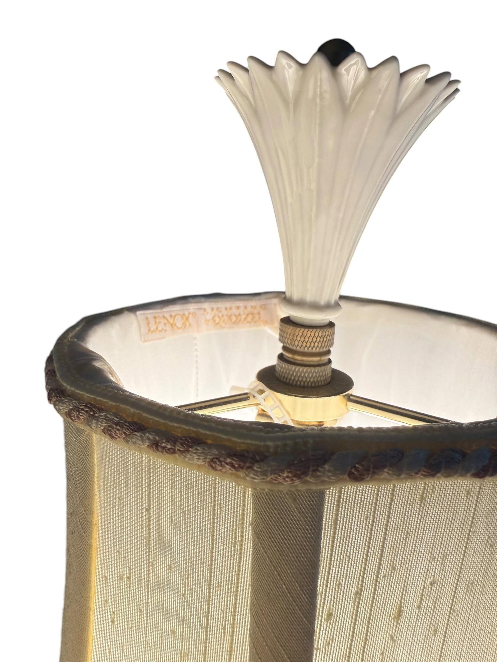 Vintage Lenox Porcelain & Brass Table Lamps - A Pair - 4