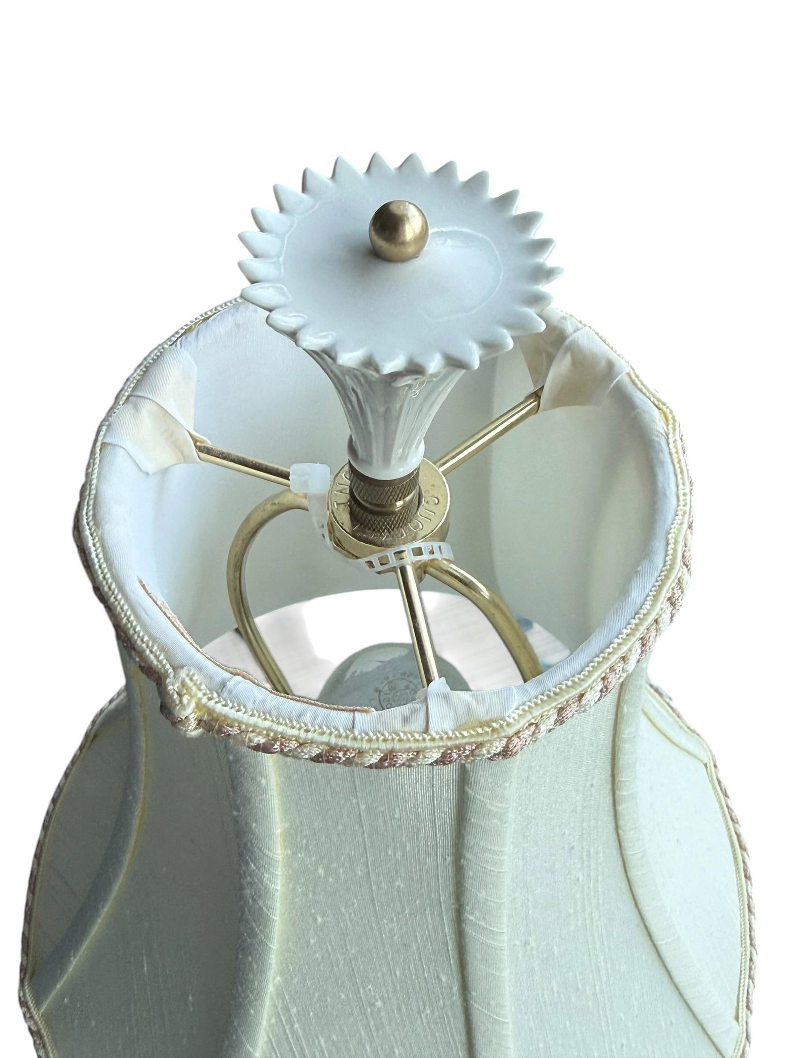 Vintage Lenox Porcelain & Brass Table Lamps - A Pair - 6
