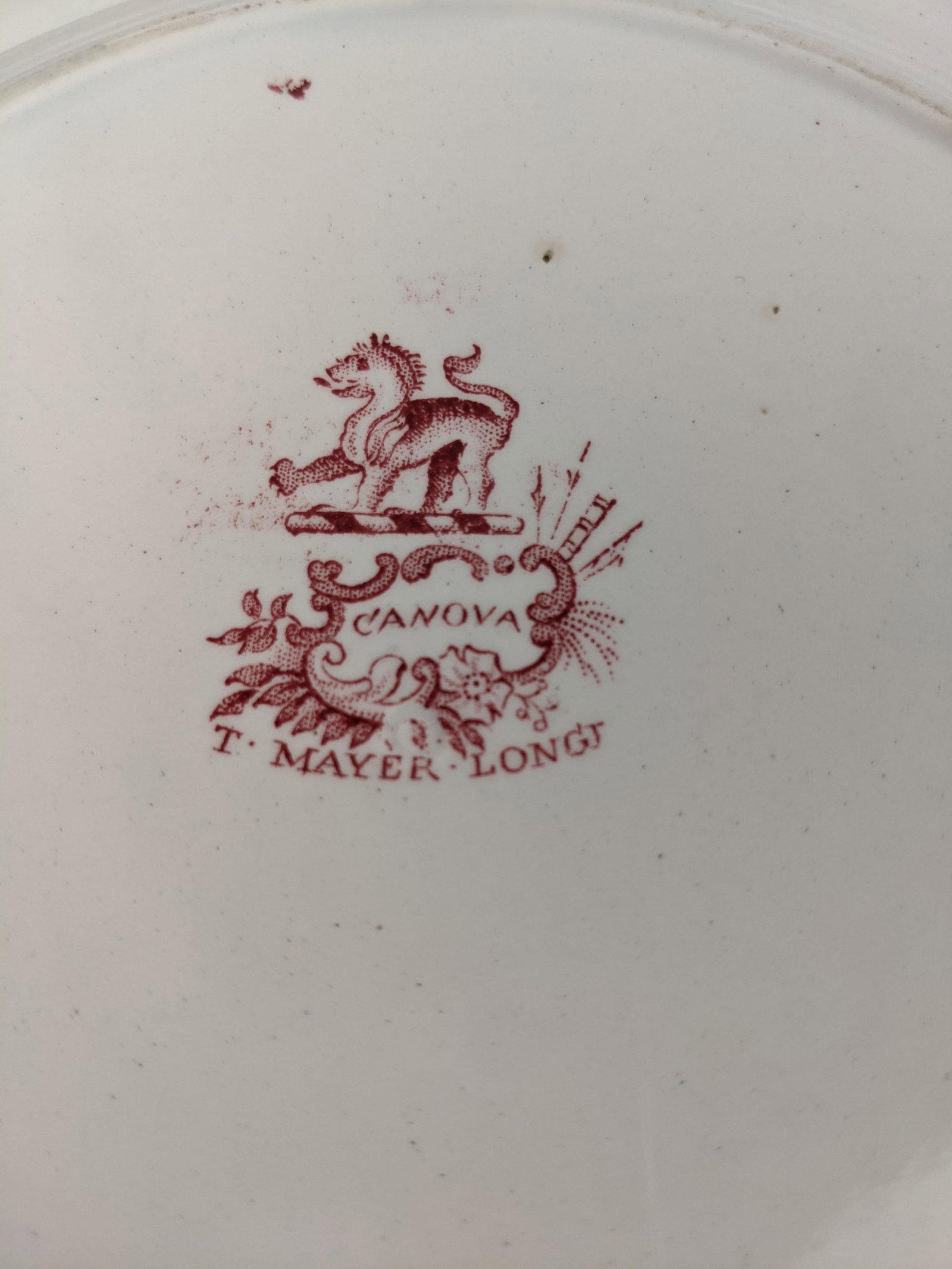 Antique Staffordshire Red Transferware Canova Plates by T. Mayer, Set of 6 - 10