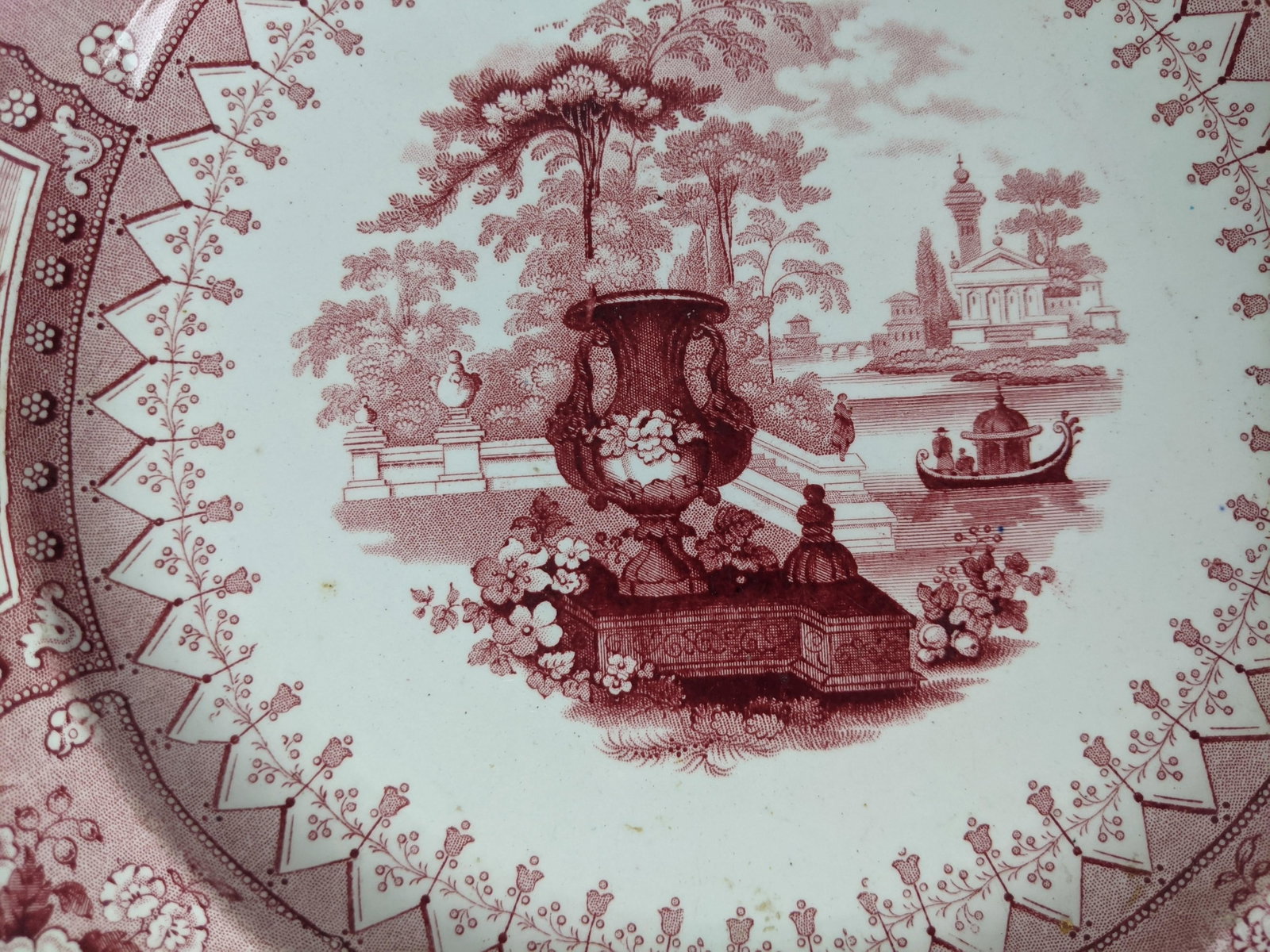 Antique Staffordshire Red Transferware Canova Plates by T. Mayer, Set of 6 - 12