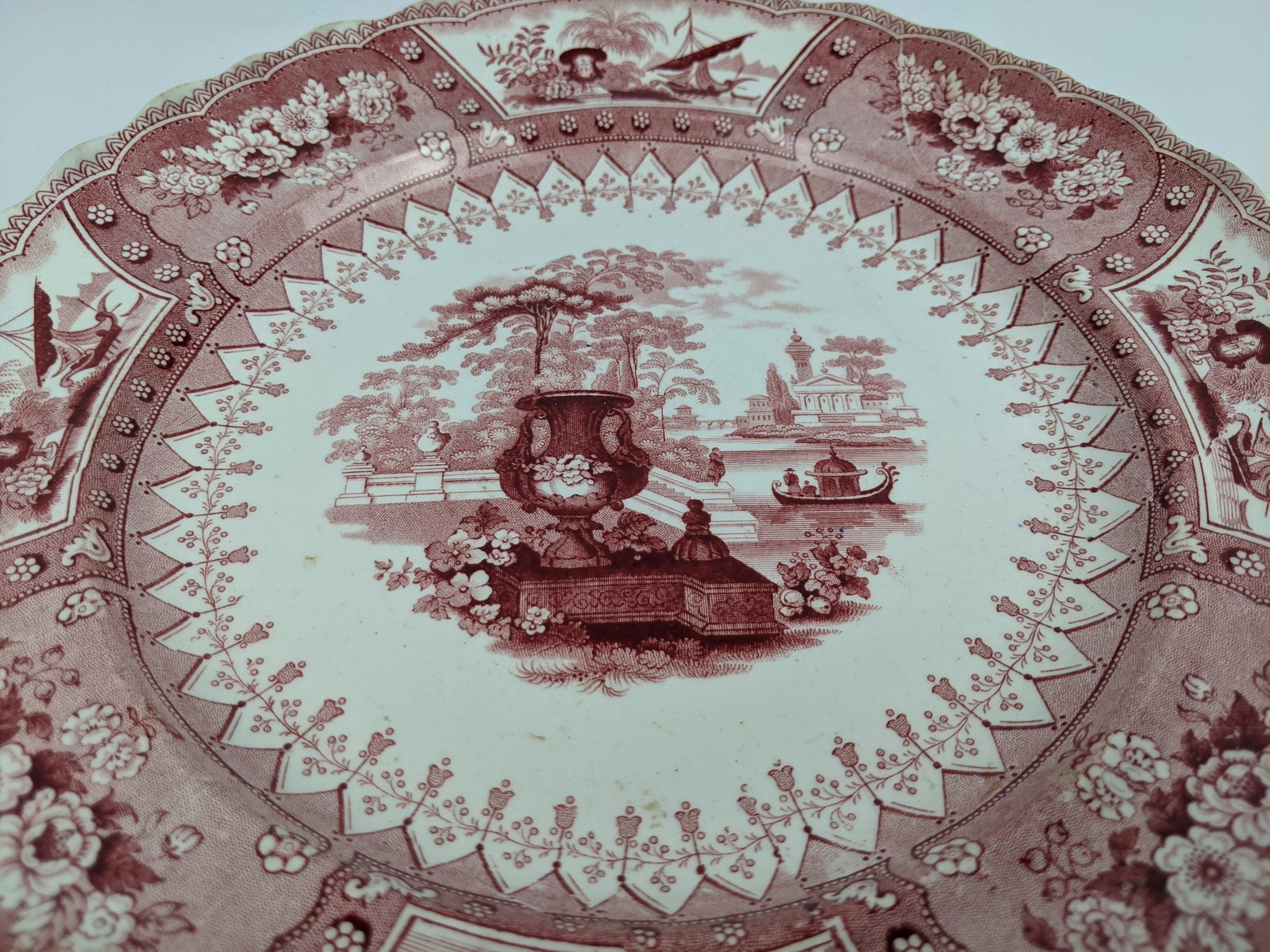 Antique Staffordshire Red Transferware Canova Plates by T. Mayer, Set of 6 - 13