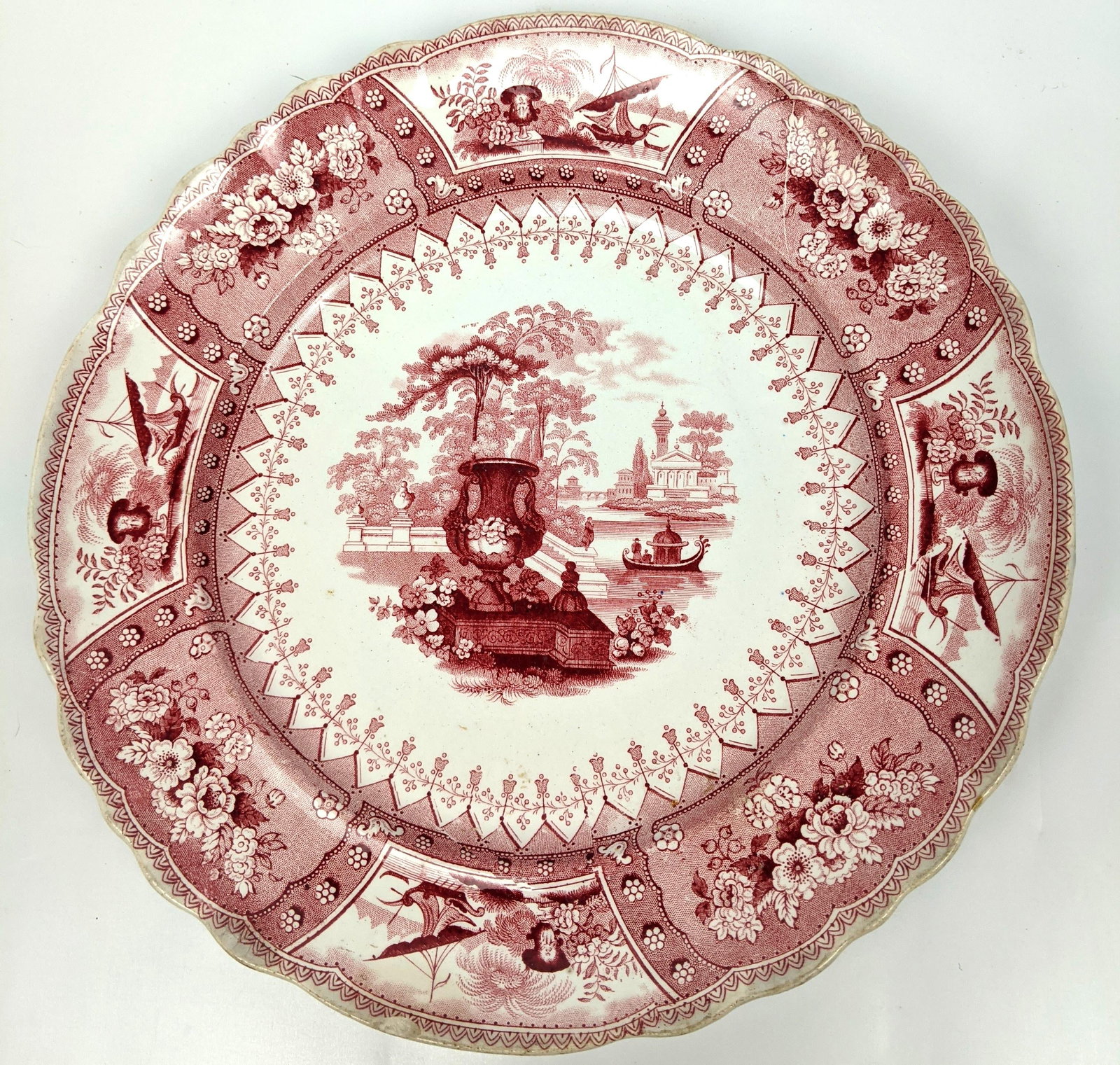 Antique Staffordshire Red Transferware Canova Plates by T. Mayer, Set of 6 - 3