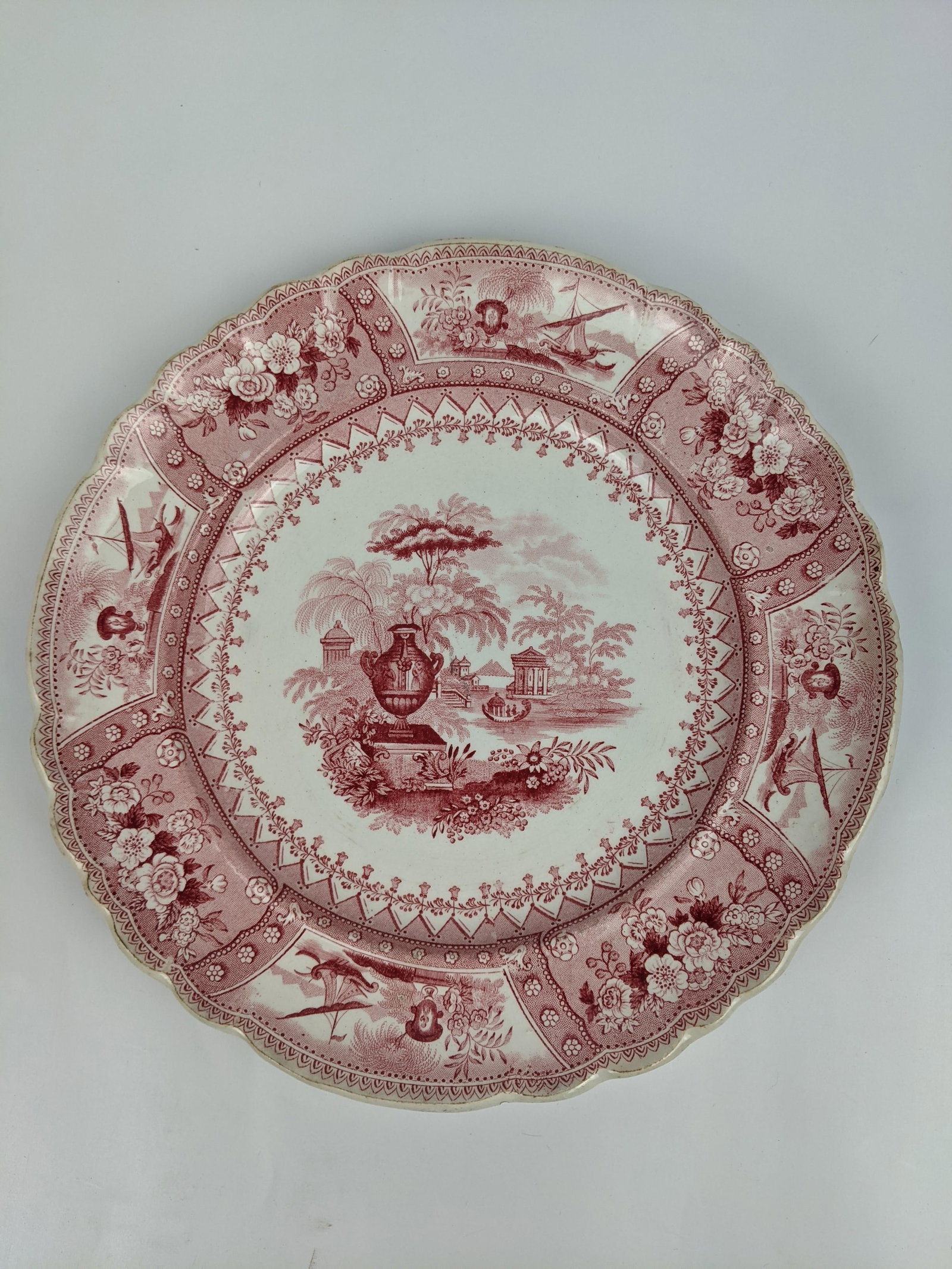 Antique Staffordshire Red Transferware Canova Plates by T. Mayer, Set of 6 - 4