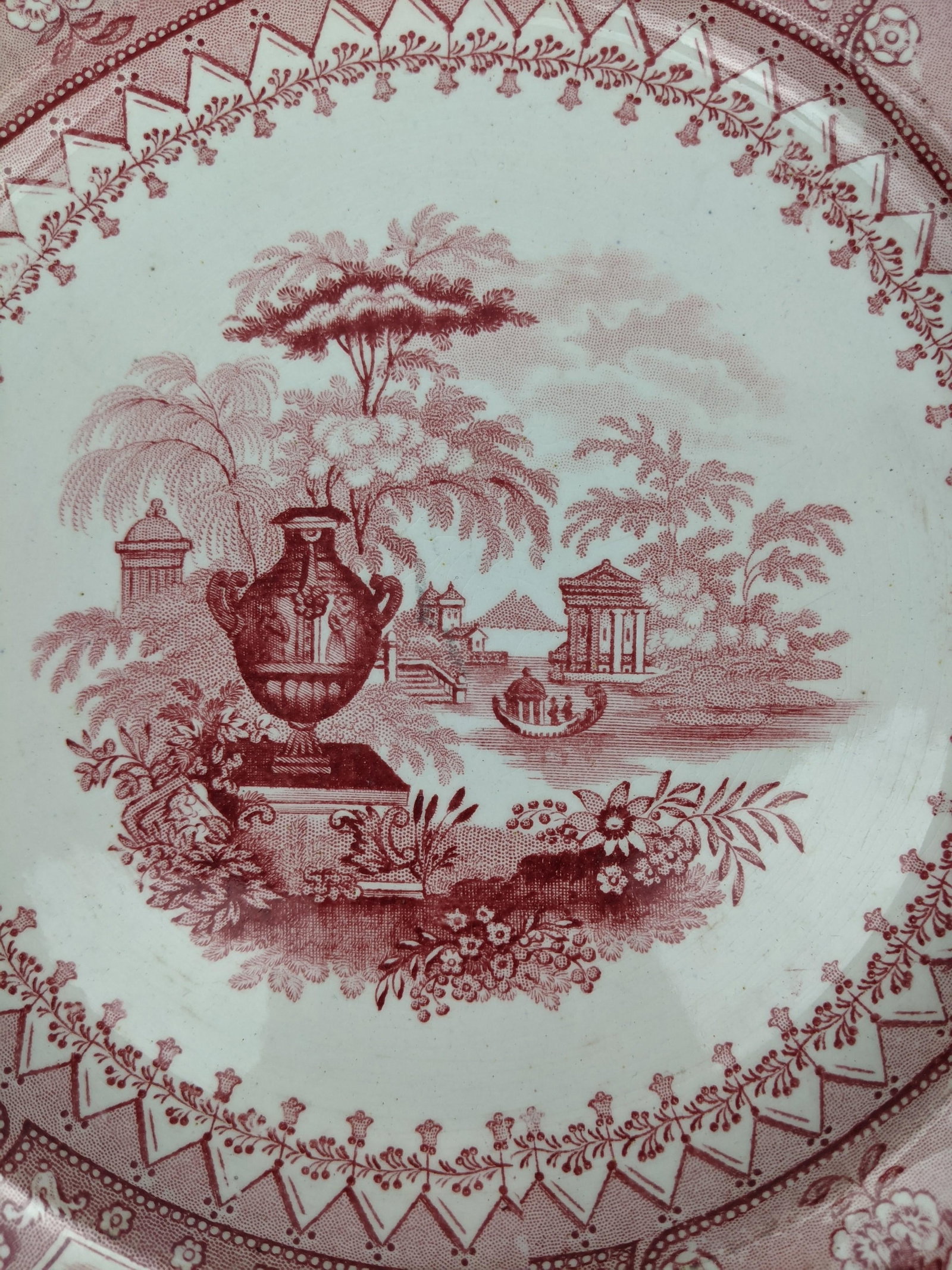 Antique Staffordshire Red Transferware Canova Plates by T. Mayer, Set of 6 - 5