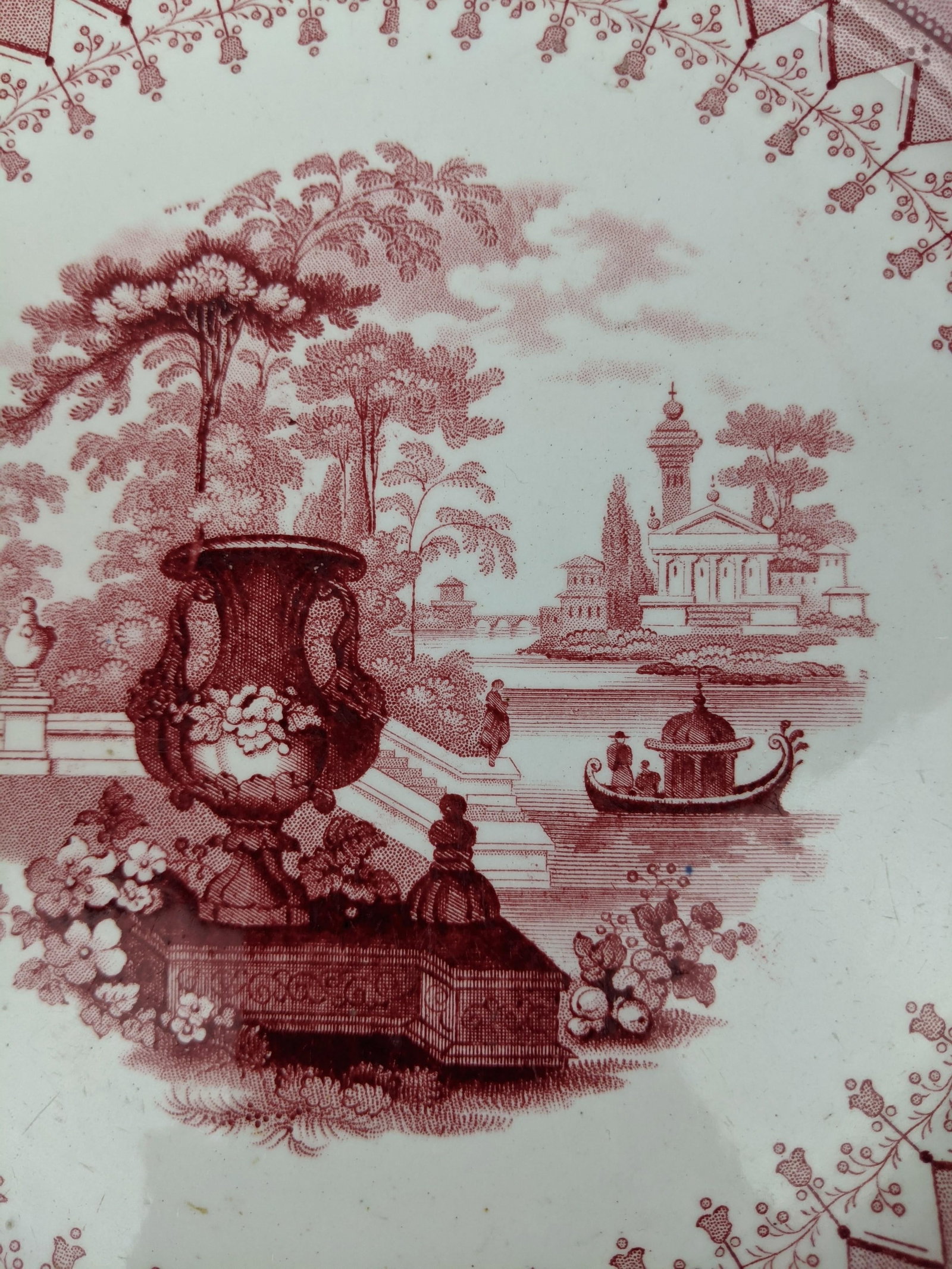 Antique Staffordshire Red Transferware Canova Plates by T. Mayer, Set of 6 - 6
