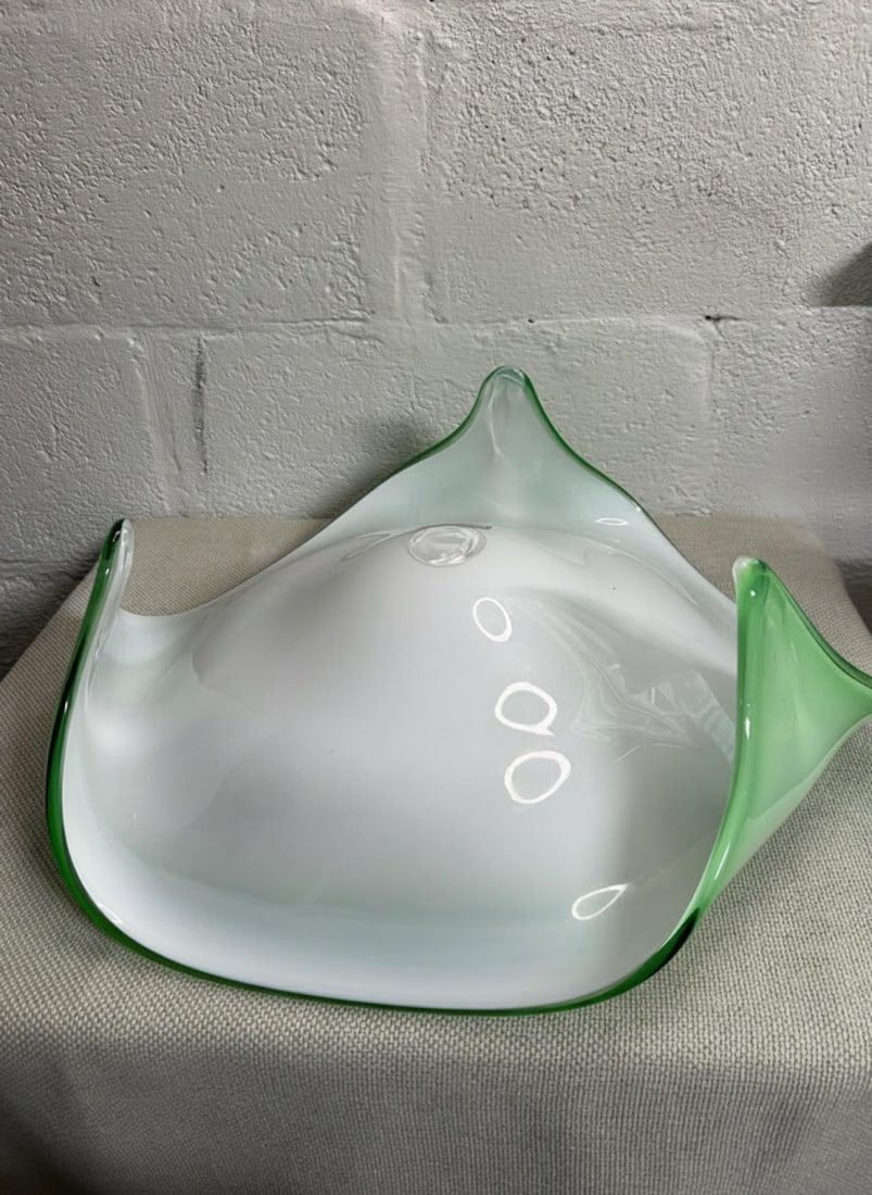 1960s Mid-Century Modern 18" Murano Glass Murrine Handkerchief Bowl - 10
