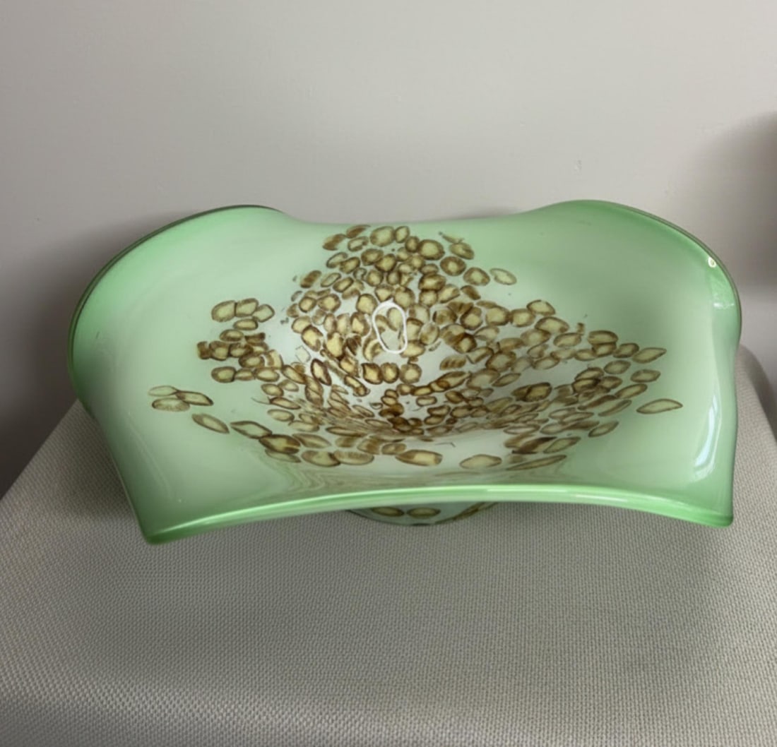 1960s Mid-Century Modern 18" Murano Glass Murrine Handkerchief Bowl - 4