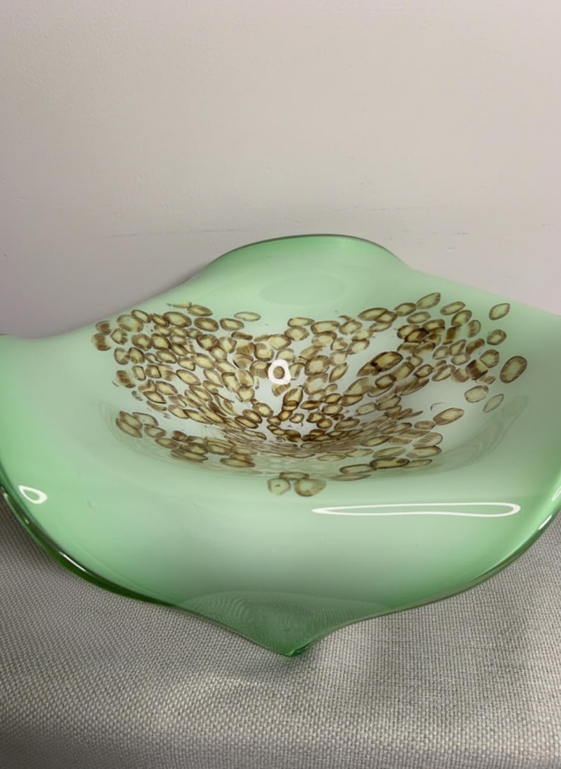 1960s Mid-Century Modern 18" Murano Glass Murrine Handkerchief Bowl - 5