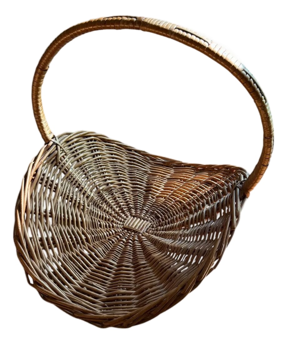 1970s Vintage Wicker Flower Gathering Basket (1 of 7)