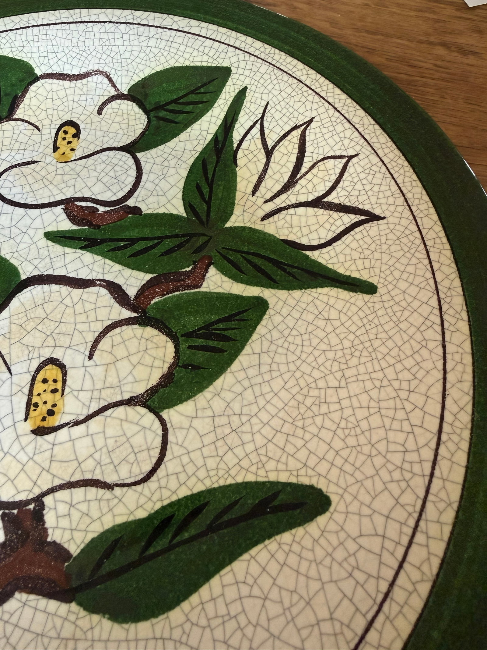 Large Vintage Majolica Magnolia Serving Platter Hartman Studios of Los Angeles, California - 4
