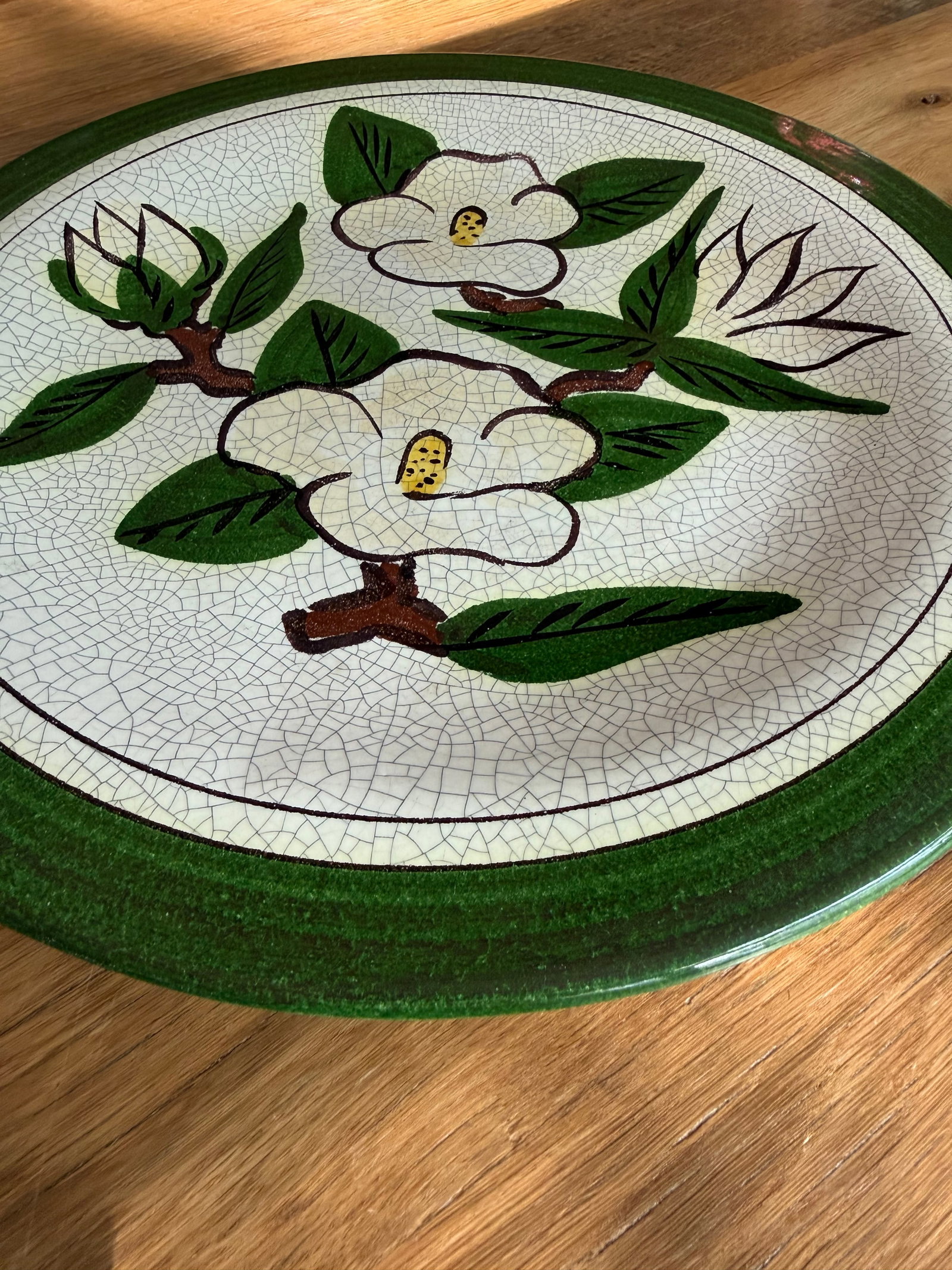 Large Vintage Majolica Magnolia Serving Platter Hartman Studios of Los Angeles, California - 5