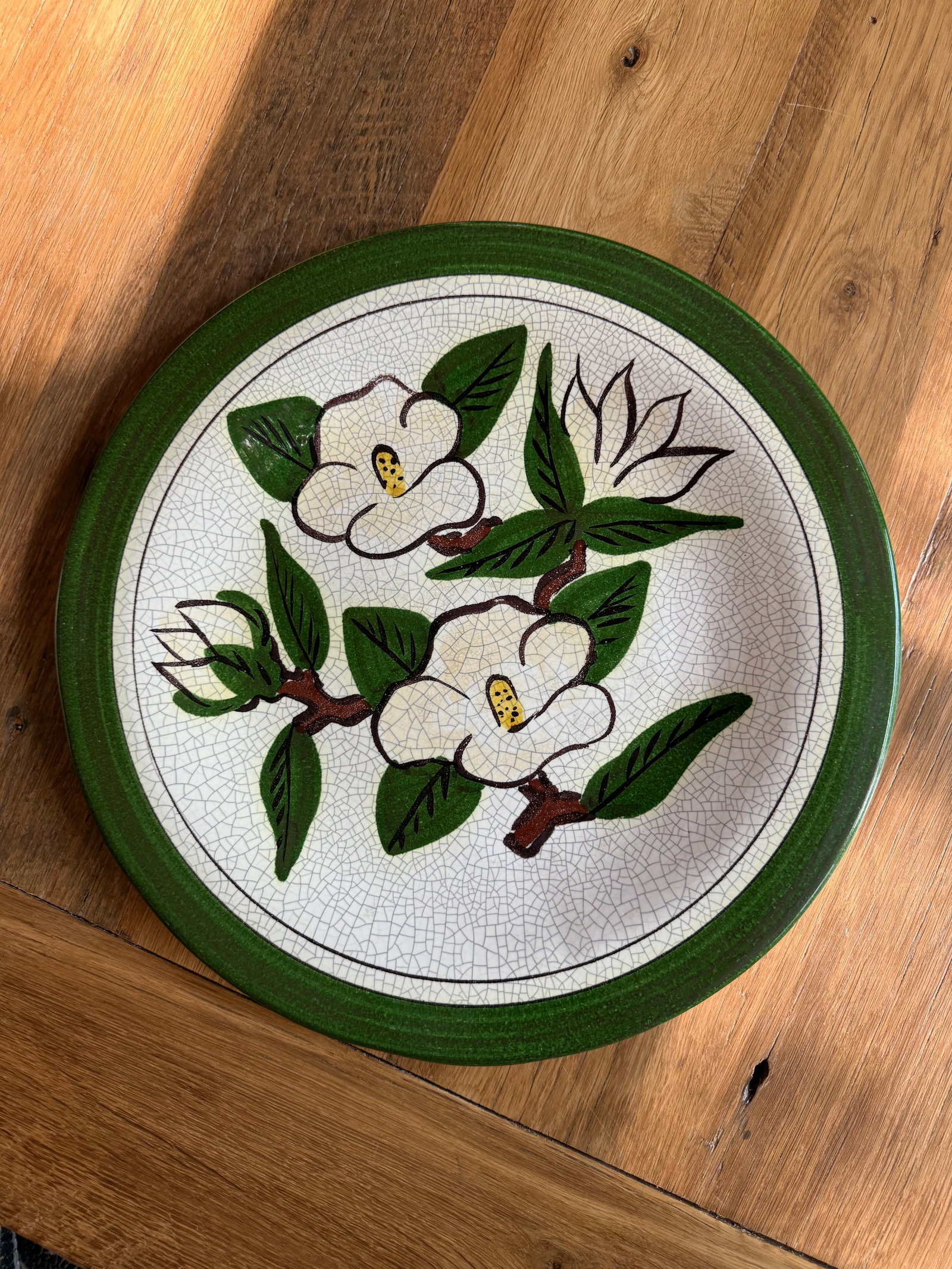 Large Vintage Majolica Magnolia Serving Platter Hartman Studios of Los Angeles, California - 8