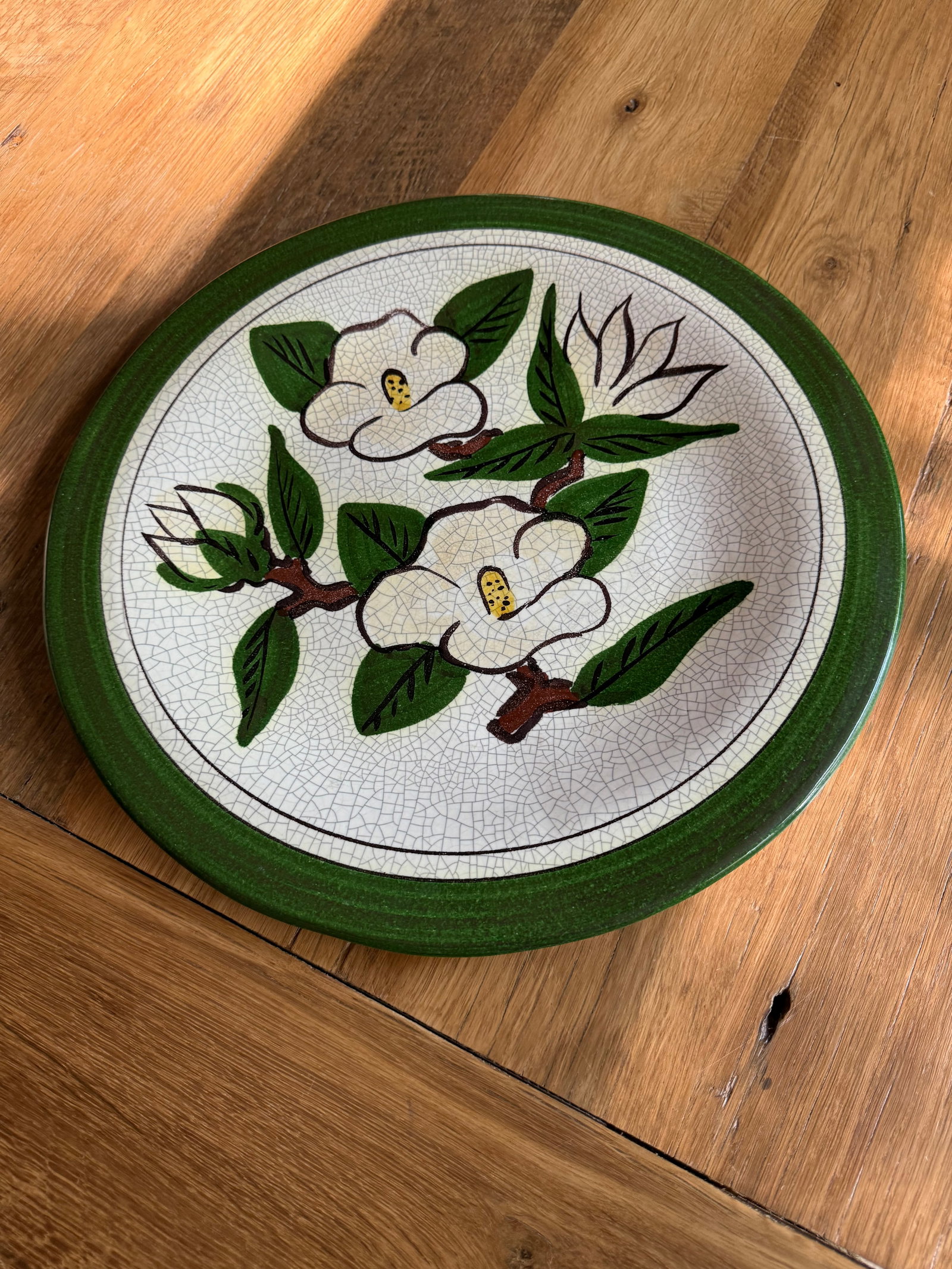 Large Vintage Majolica Magnolia Serving Platter Hartman Studios of Los Angeles, California - 9