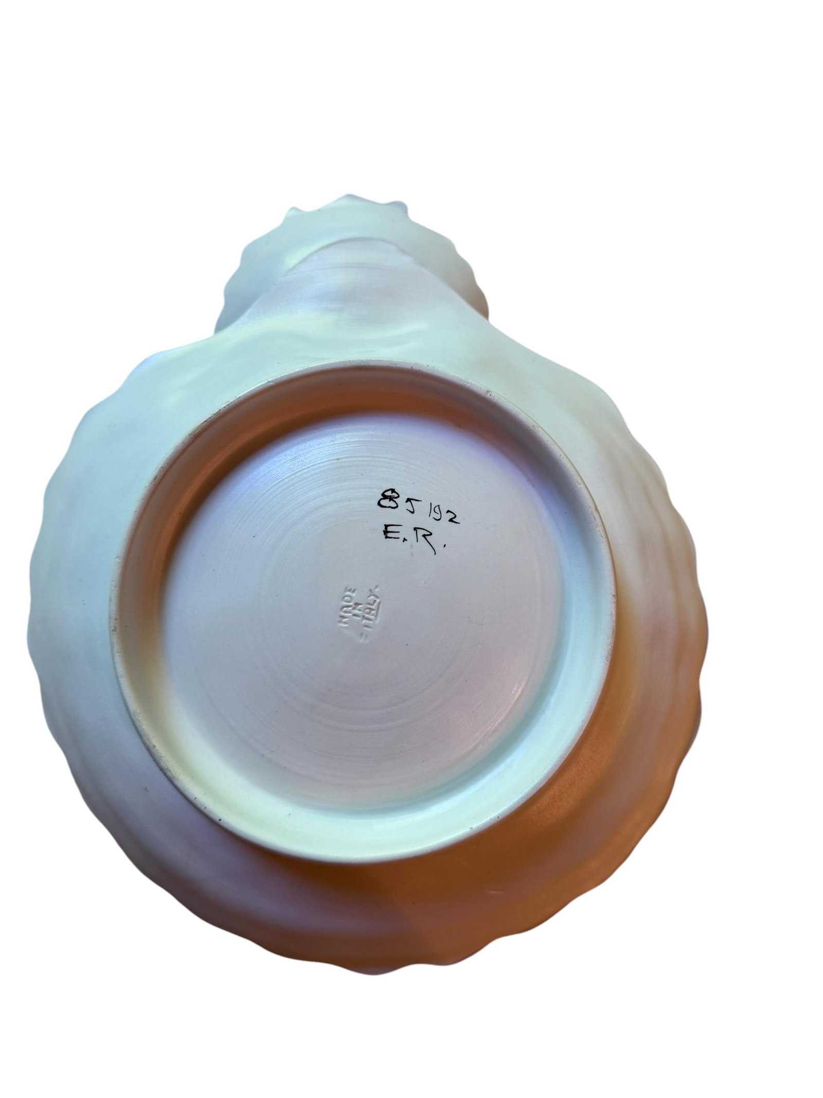 Mid 20th Century Italian Hand-Painted Ceramic Tiered Seafood & Appetizer Server With Pearl Glaze - 4
