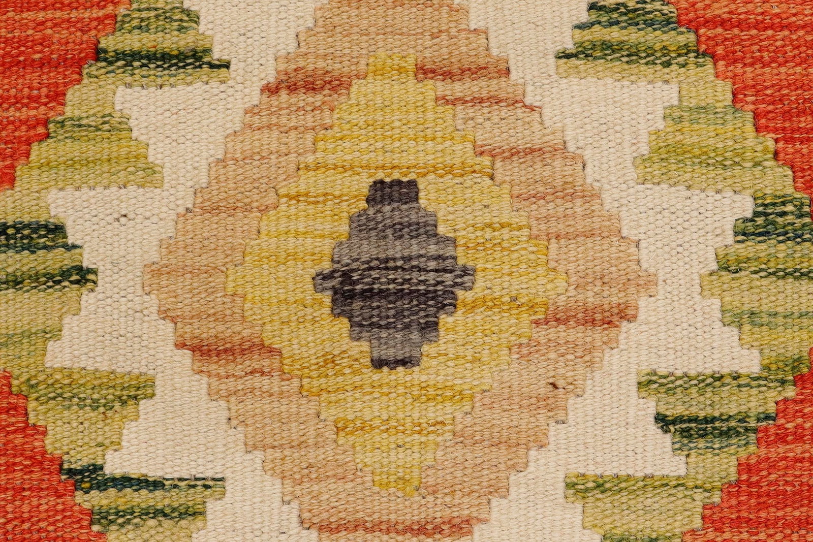Rustic Turkish Kilim Gray Beige Hand-Woven Wool Rug - 5