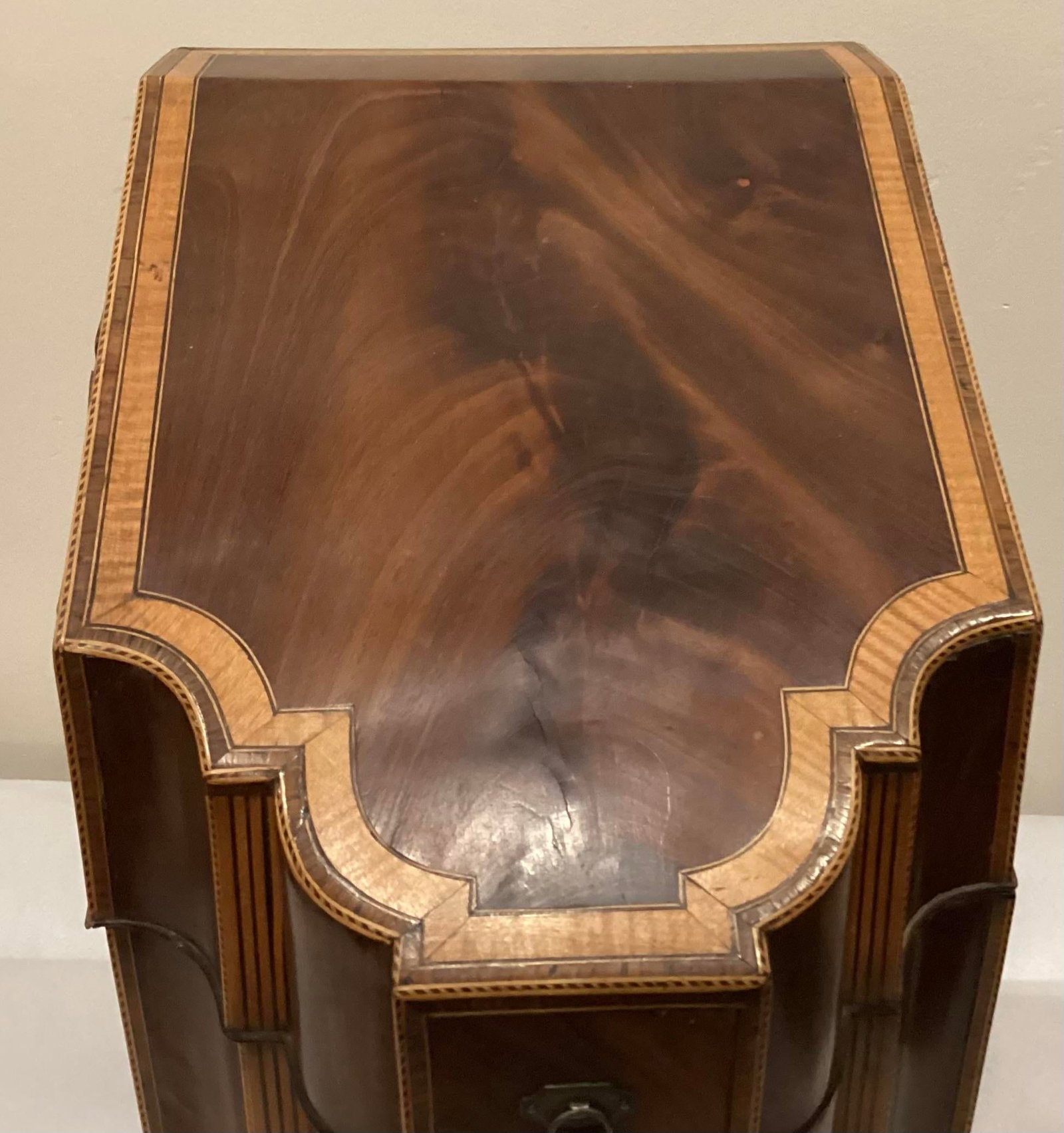 18th C Mahogany Inlaid Knife Box Converted to Stationary Box in 19th C. - 3