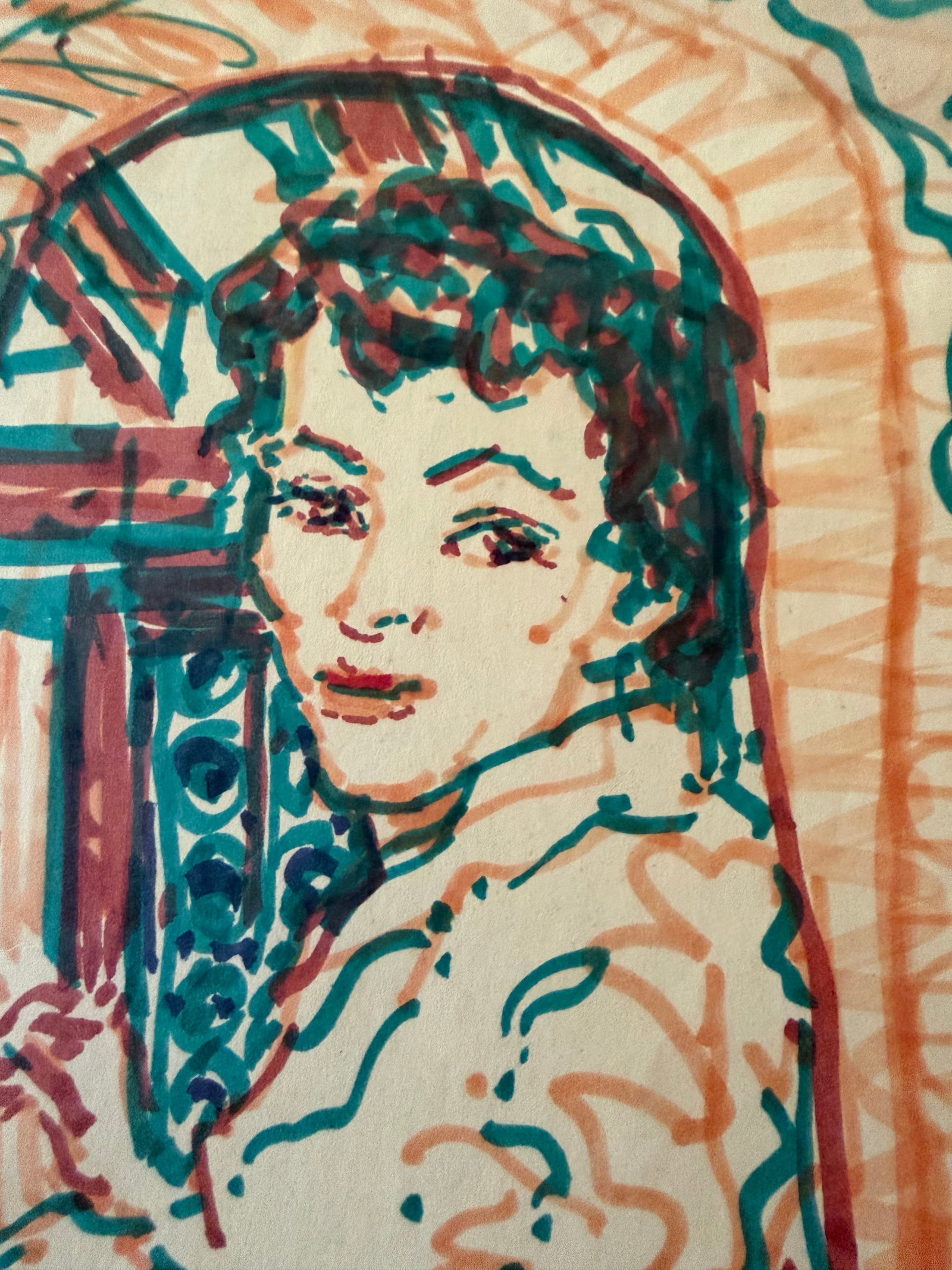 1959 Dimitrie Berea Portrait of Joan Fee Created With Magic Markers - 2