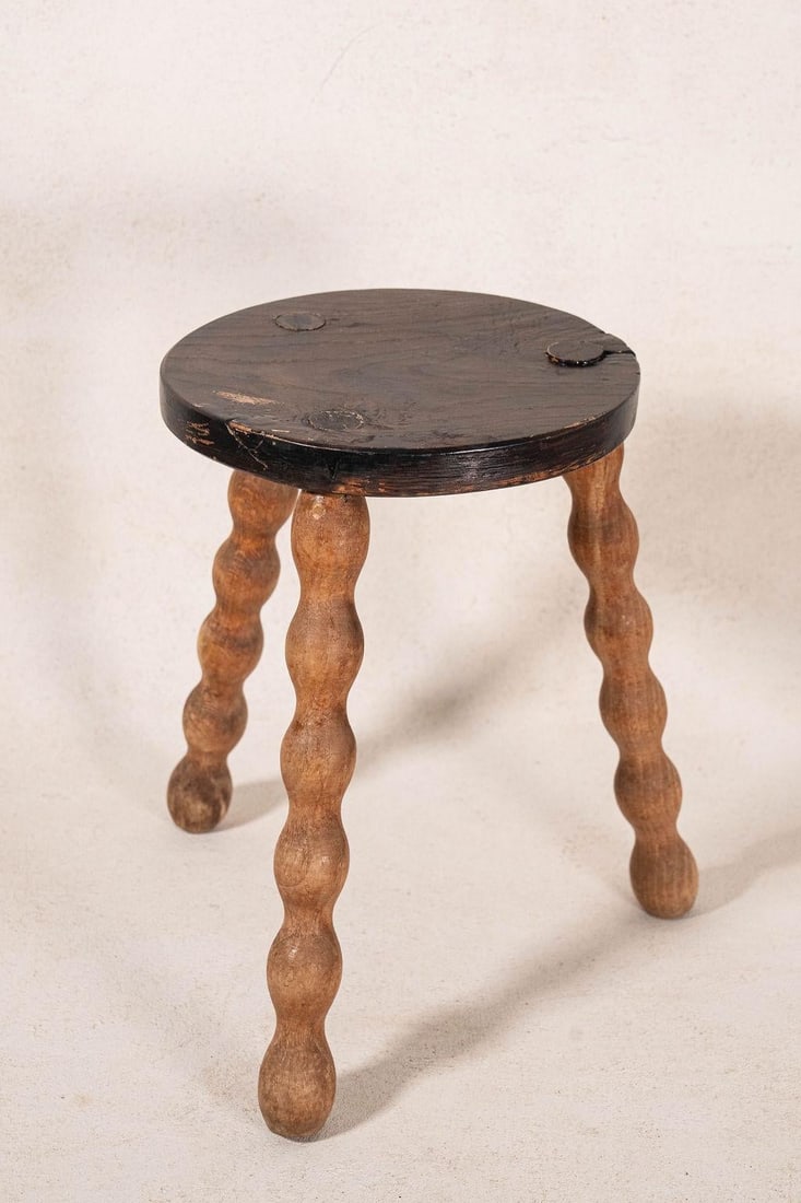 Antique Two-Toned Bobbin Joint Stool - 2