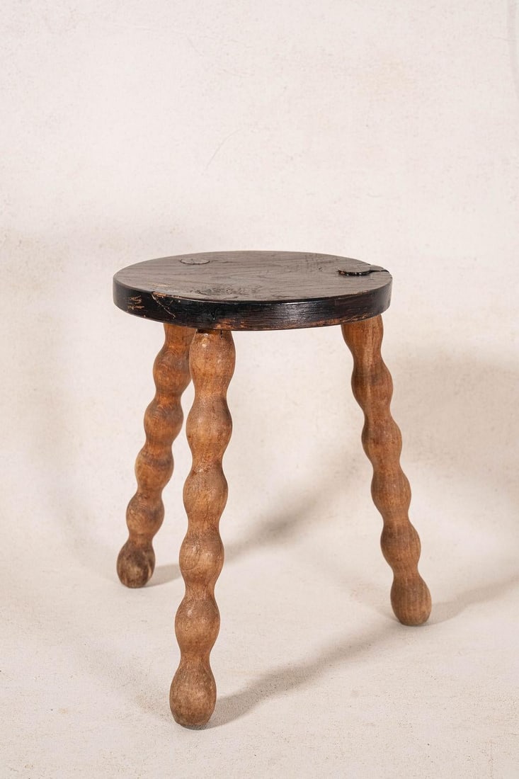 Antique Two-Toned Bobbin Joint Stool - 3