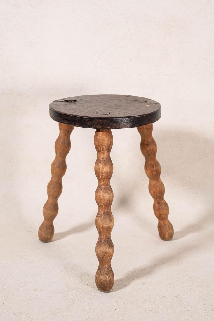 Antique Two-Toned Bobbin Joint Stool - 4