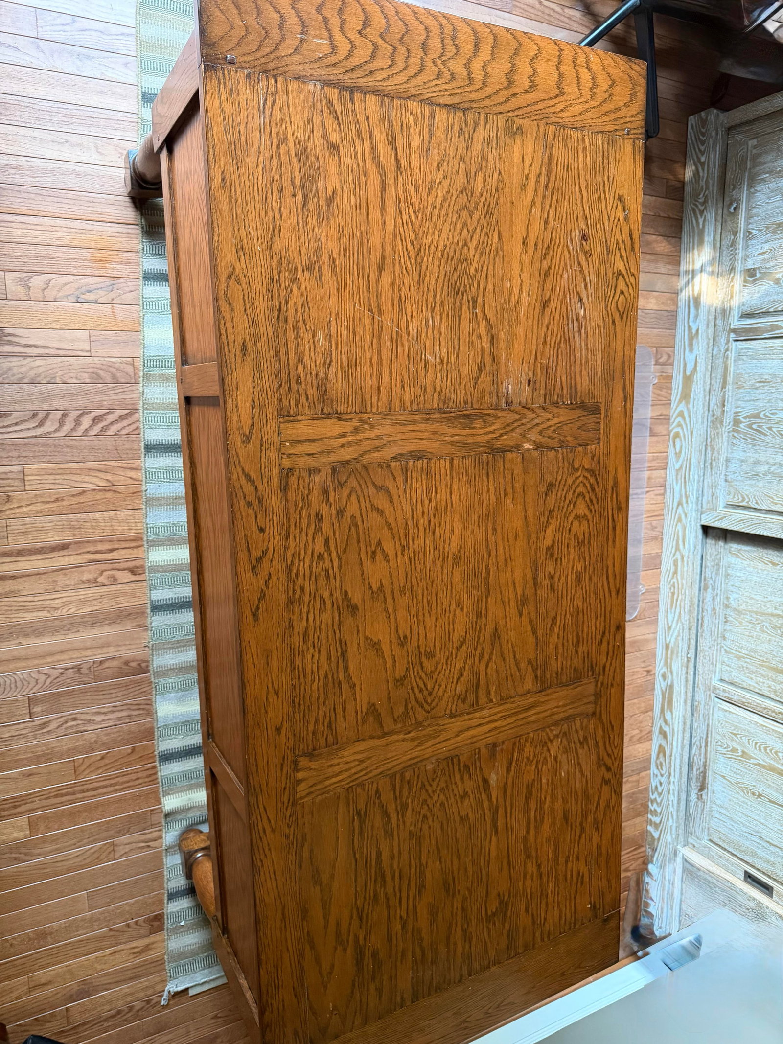 Antique Oak Partners-Style Library Desk, Turned Leg Base - 3