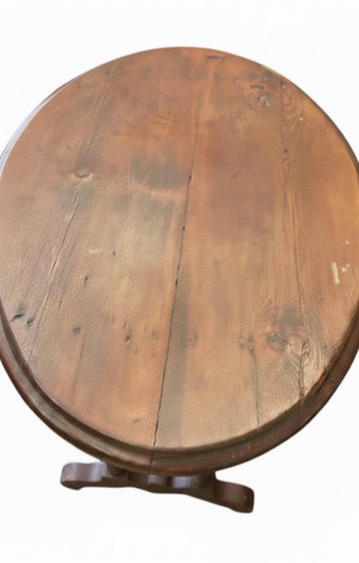 Antique Oval Wood Side Table With Barley Twist Legs & Single Drawer - 8