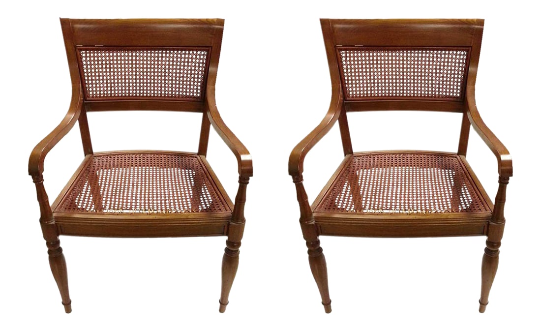 Vintage Woven Rattan Armchairs - a Pair (1 of 5)