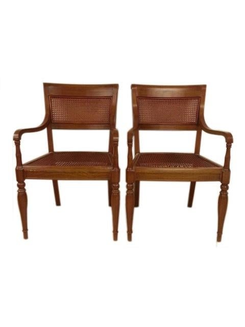 Vintage Woven Rattan Armchairs - a Pair - 5