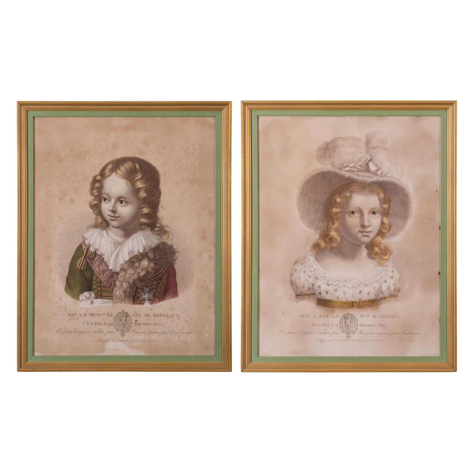 Prince Henri, Count of Chambord and Princess Louise D'Artois Engravings, C.1825 - 8