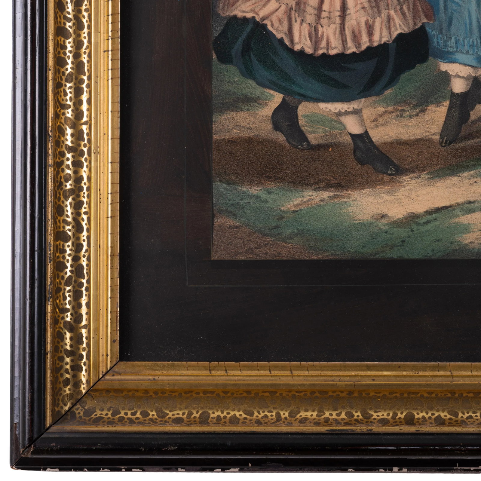 Victorian Girls Hand-Painted Lithograph - 5