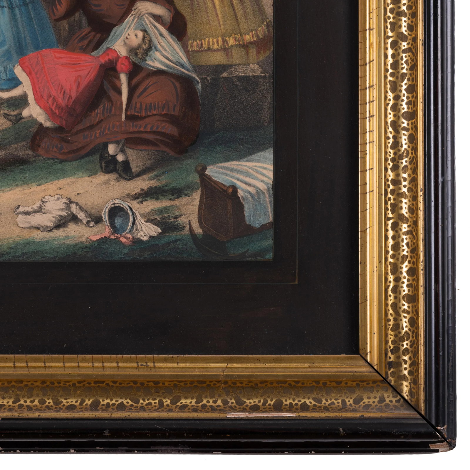 Victorian Girls Hand-Painted Lithograph - 6