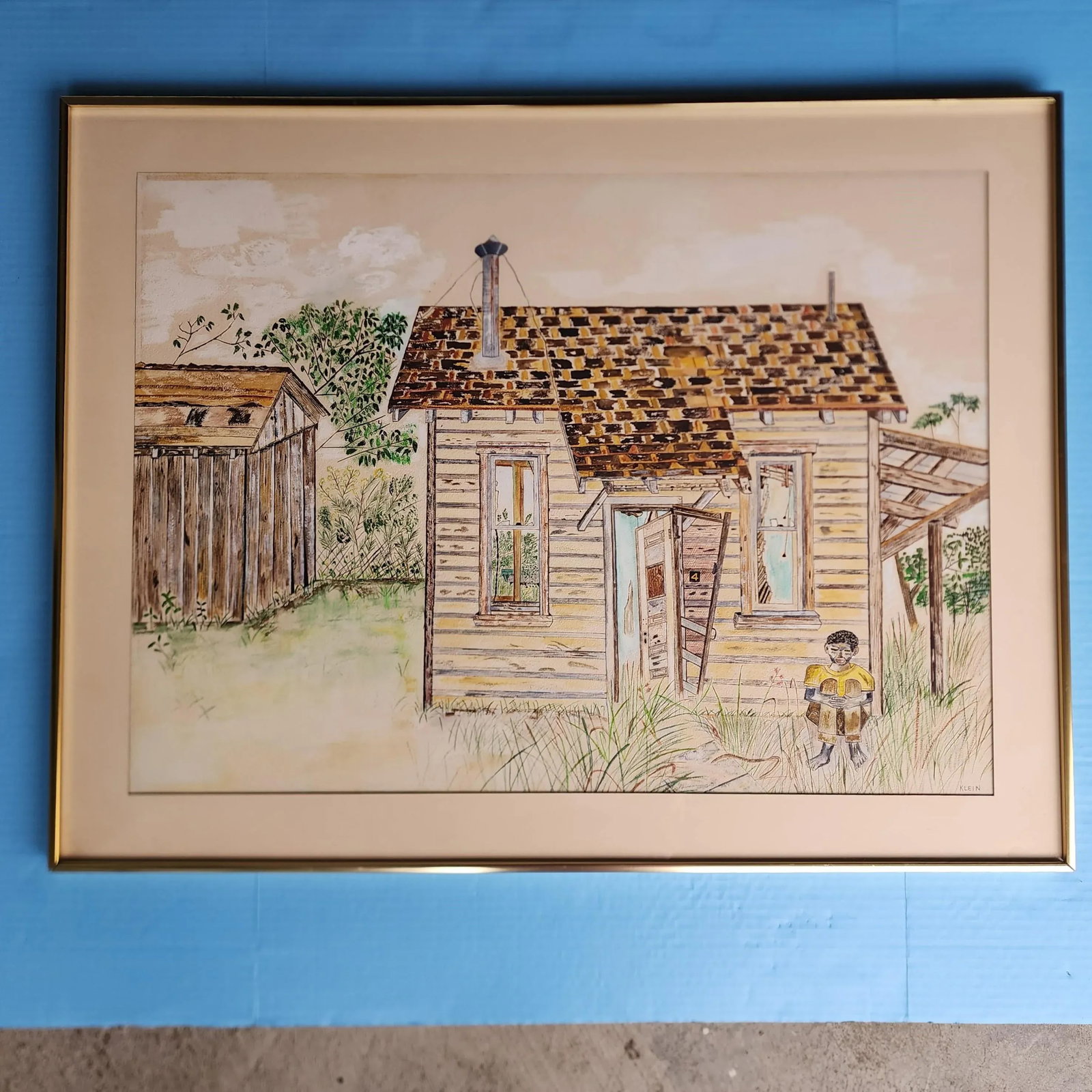 Mid 20th Century "Erasmus P. Jones" Folk Art Original Framed Figurative Watercolor Painting - 6