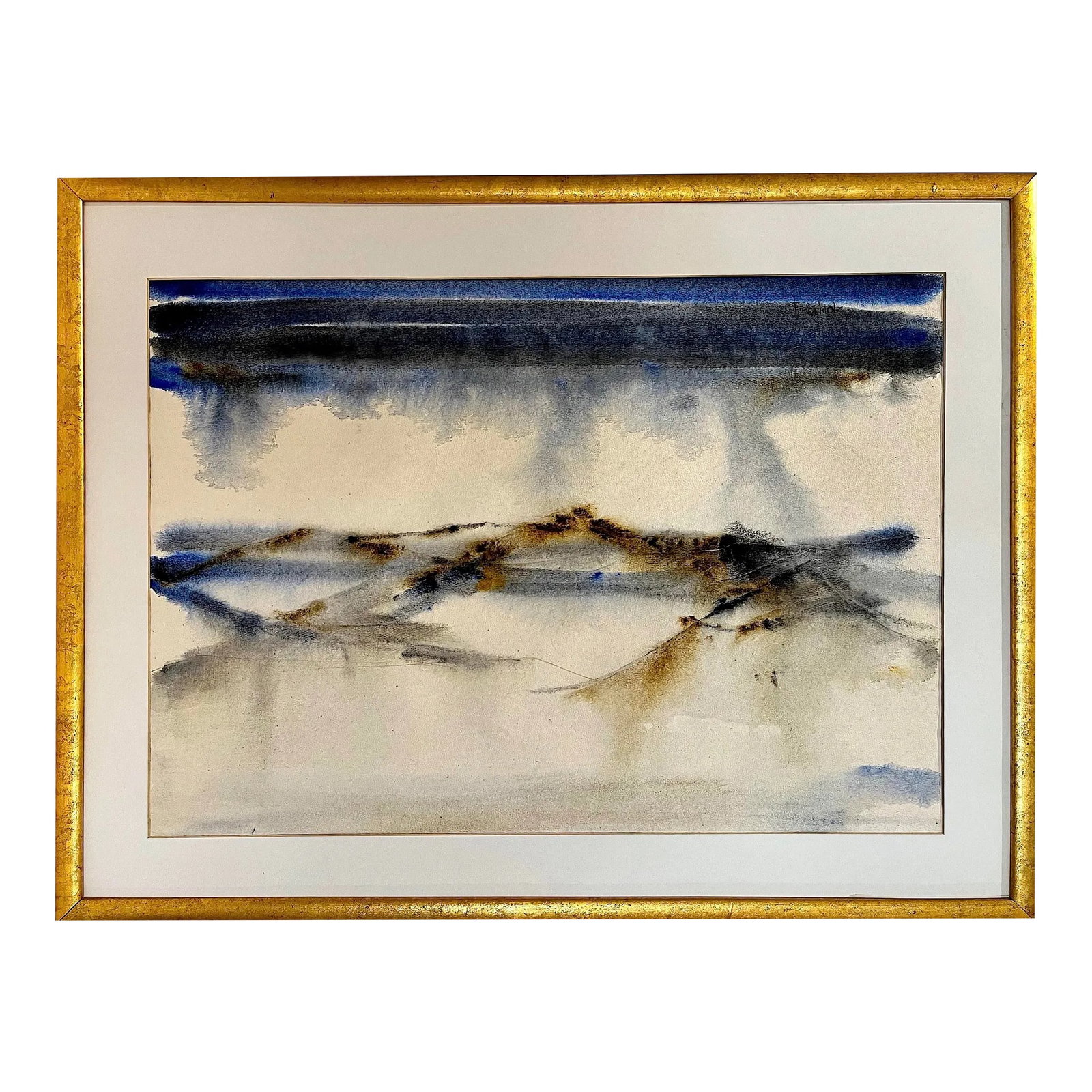 1973 Abstract Napa Valley Landscape Watercolor by Anne Breiholz: Quite popular in the sixties through eighties - California artist Anne J. Breiholz created abstract watercolors of the world around her. While untitled - the original owner who purchased it from the