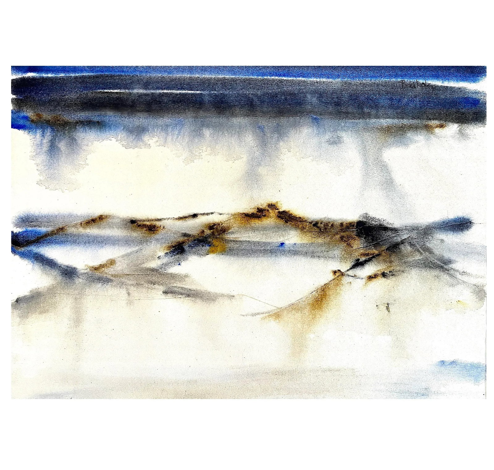 1973 Abstract Napa Valley Landscape Watercolor by Anne Breiholz - 3