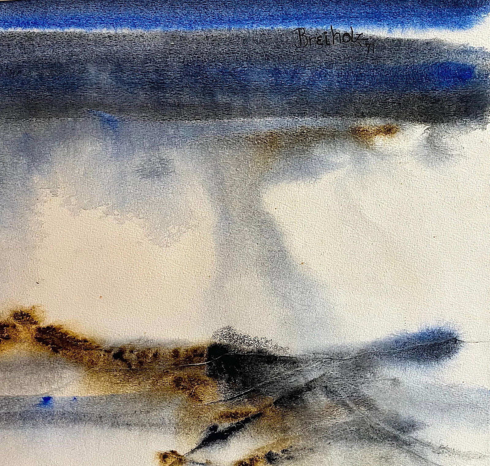 1973 Abstract Napa Valley Landscape Watercolor by Anne Breiholz - 6