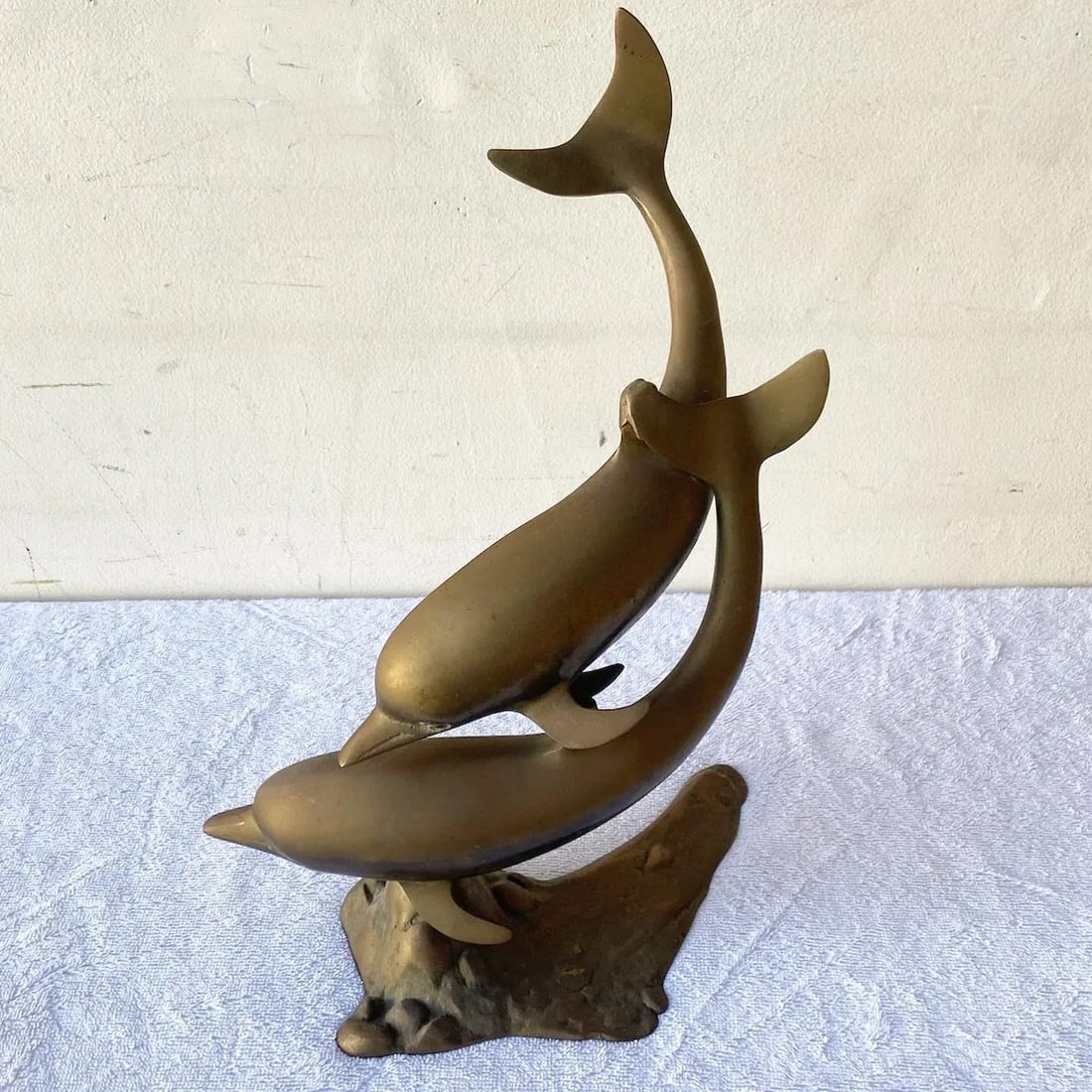 Mid Century Modern Brass Dolphins Sculpture - 2